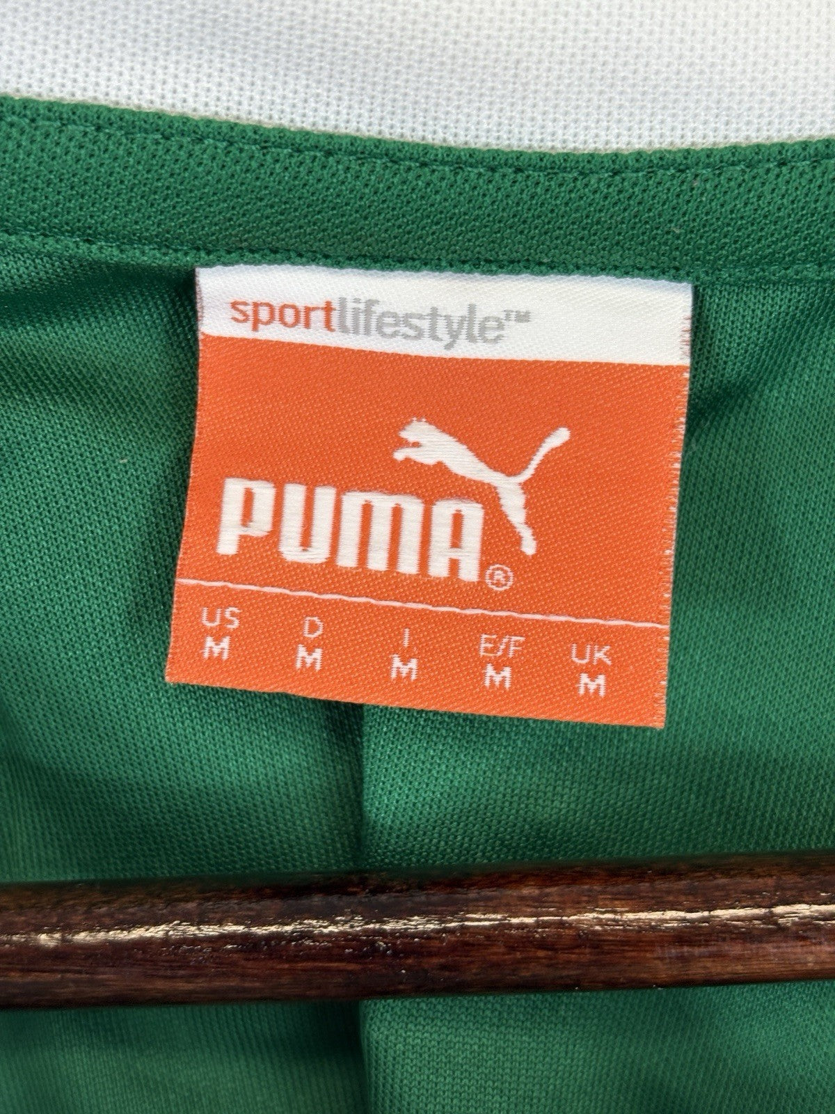 Puma Sporting Lisbon de Portugal 2013/14 White Green Stripes Jersey Mens Medium