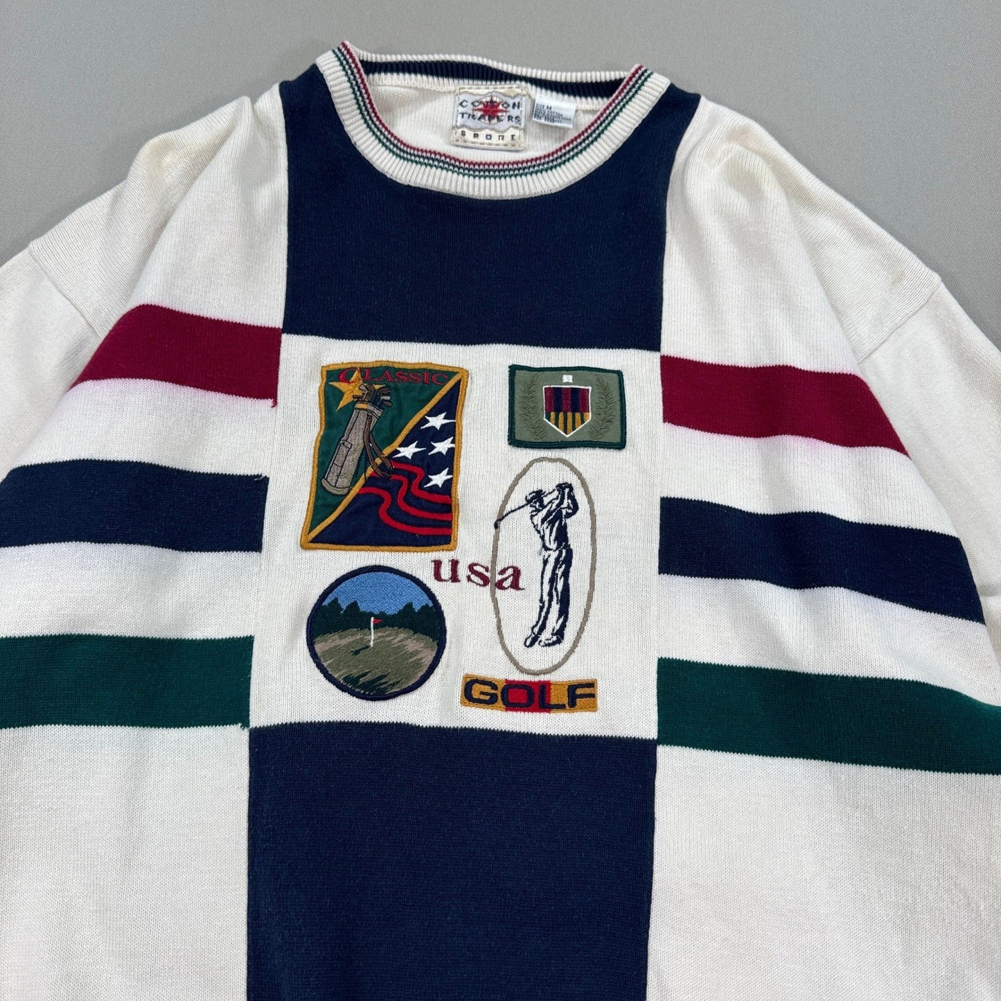 VTG 90s Cotton Traders Golf Sweater mens Medium Colorful Knitted Fall Spring