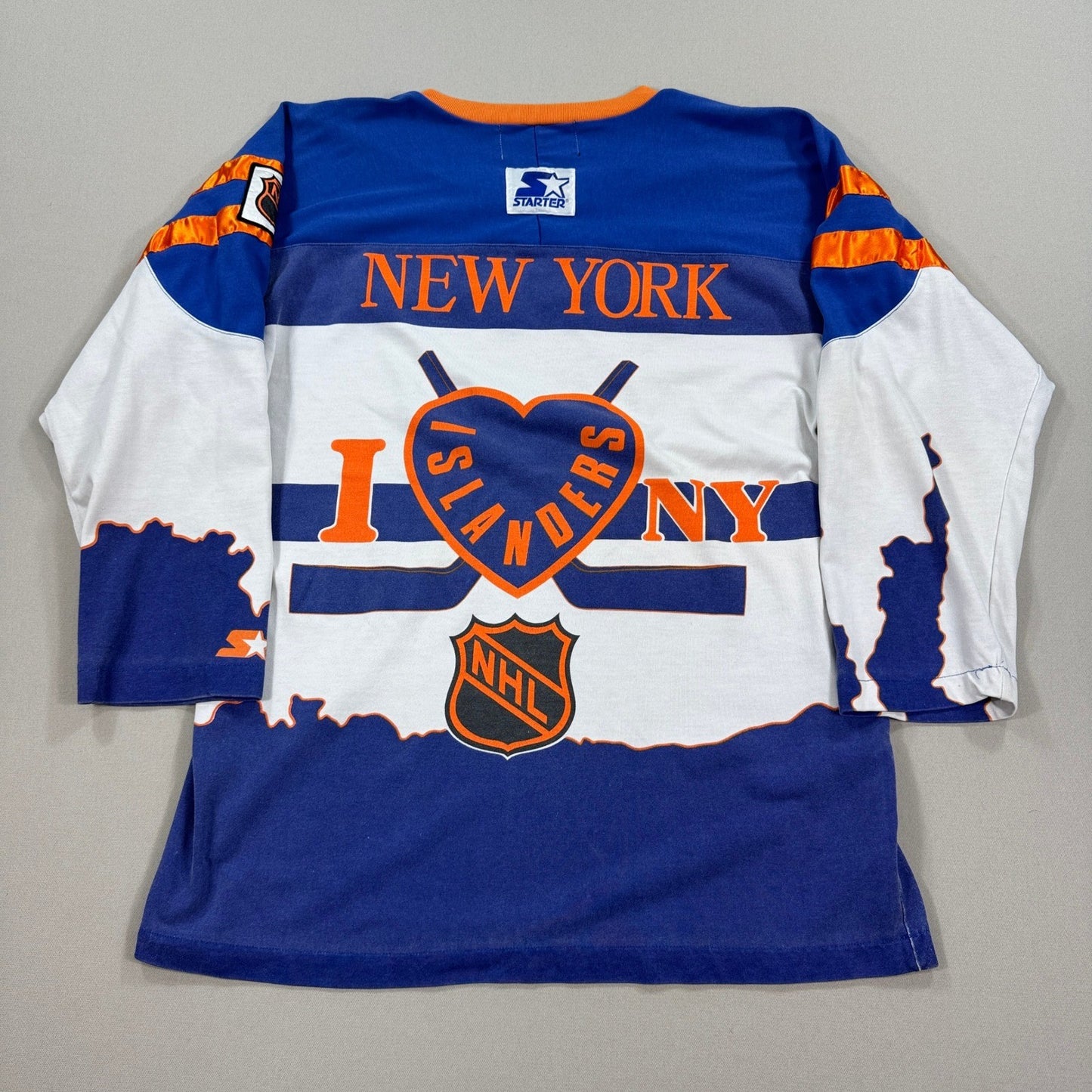 RARE VTG 90s NHL New York Islanders Starter Hockey Jersey AOP SIZE Large