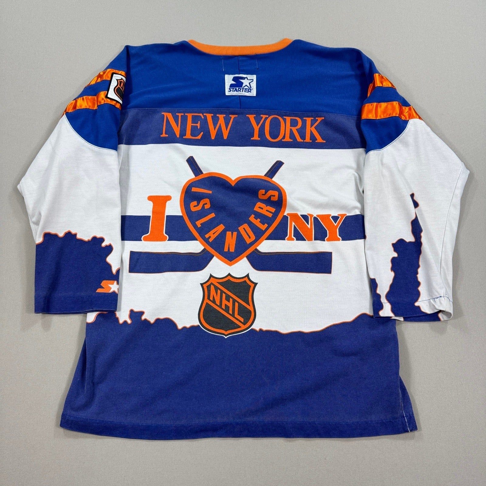 RARE VTG 90s NHL New York Islanders Starter Hockey Jersey AOP SIZE Large