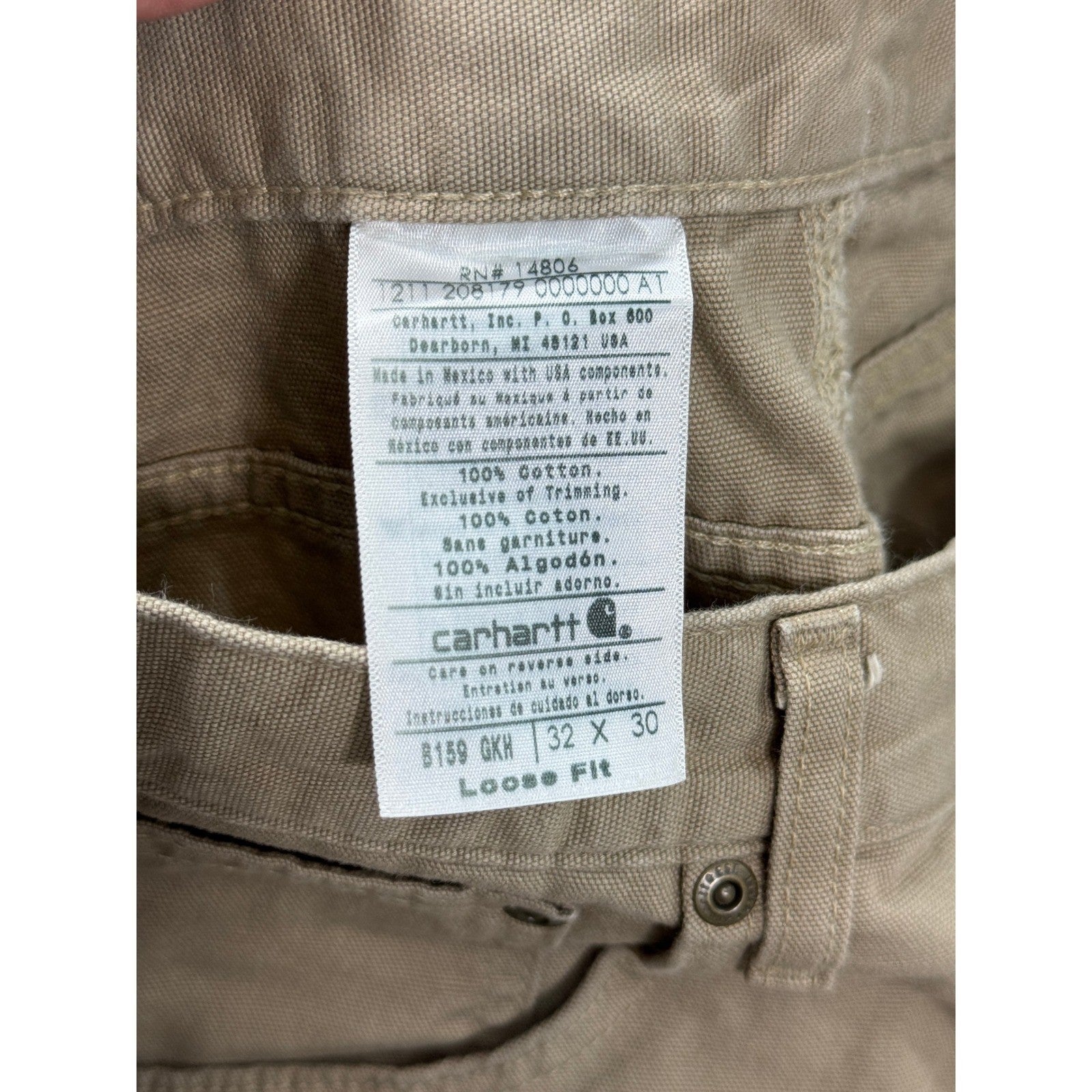 Carhartt Carpenter Pants Tan Workwear Utility Jeans mens 32x30 Beige Loose Fit