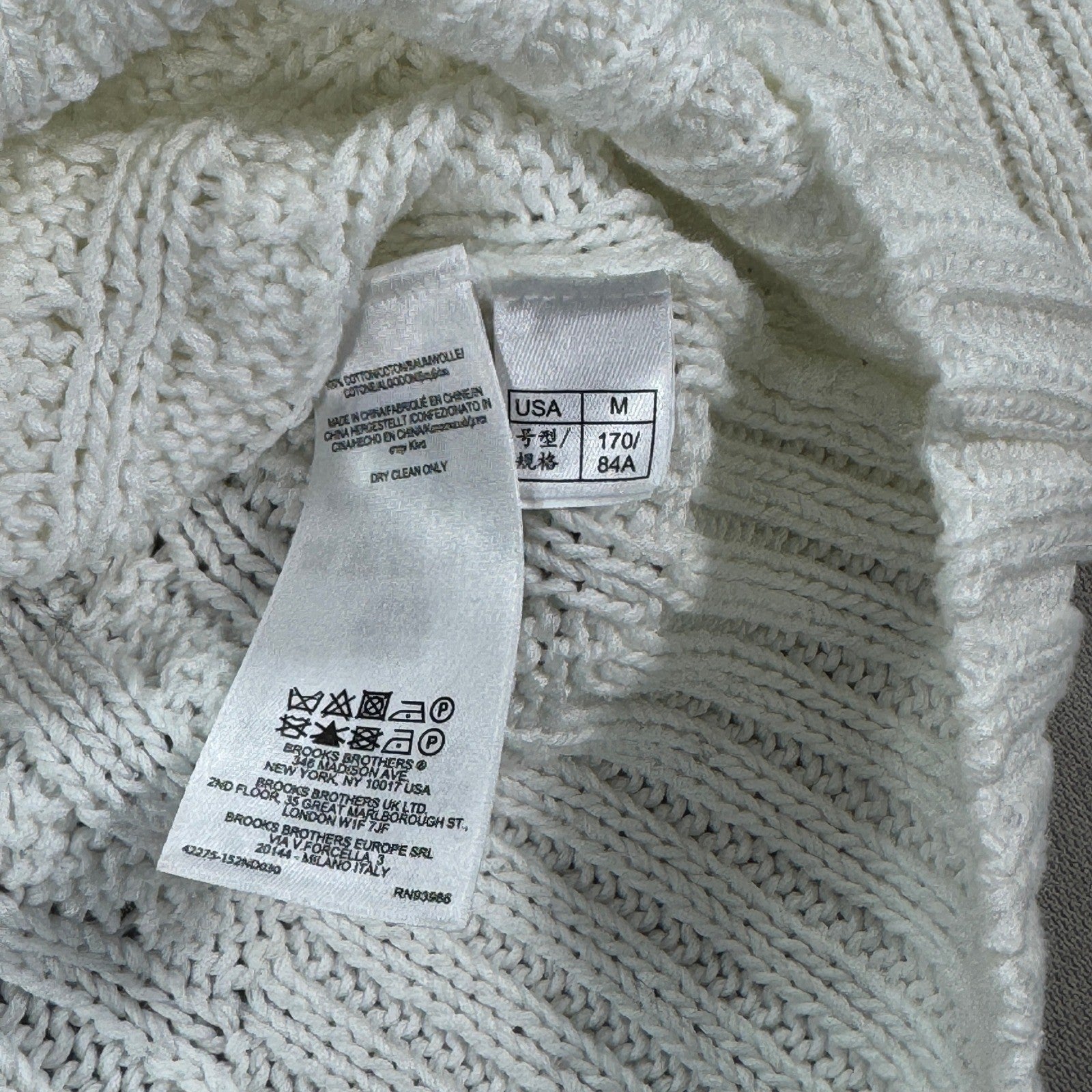 Brooks Brothers Cable Knit Sweater Womens Medium White Cotton Blend Crewneck