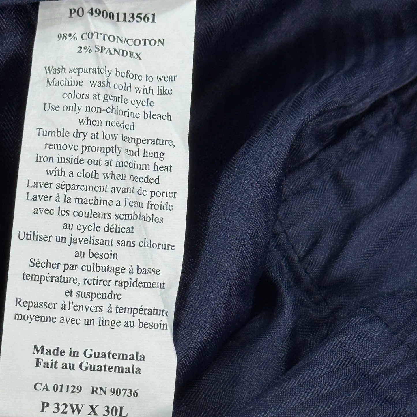 Lauren Ralph Lauren Corduroy Pants Classic Fit Mens Navy Blue 32x30 Straight Leg