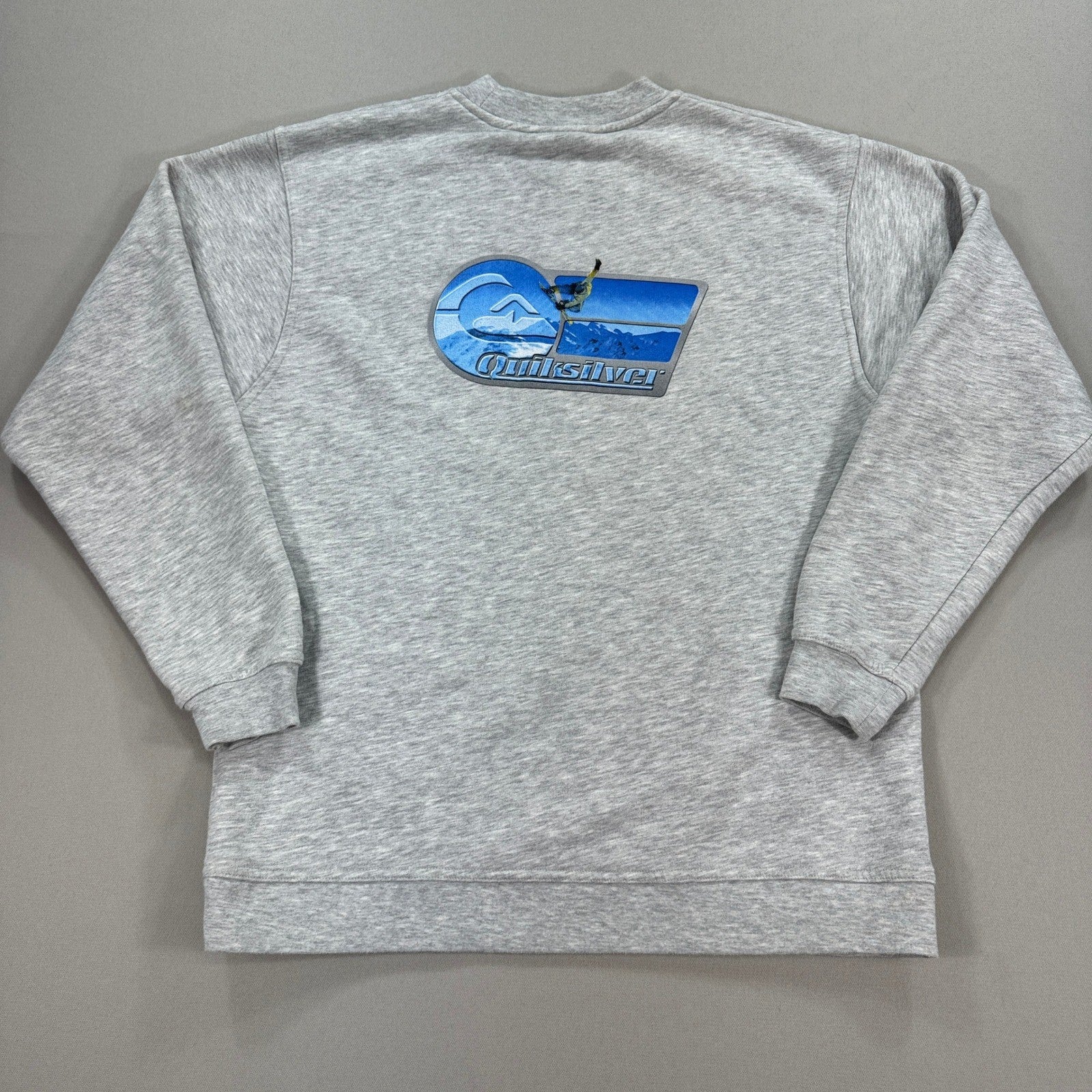 Vintage Quiksilver Sweatshirt Mens Large Gray Pullover Crewneck Big Logo Graphic