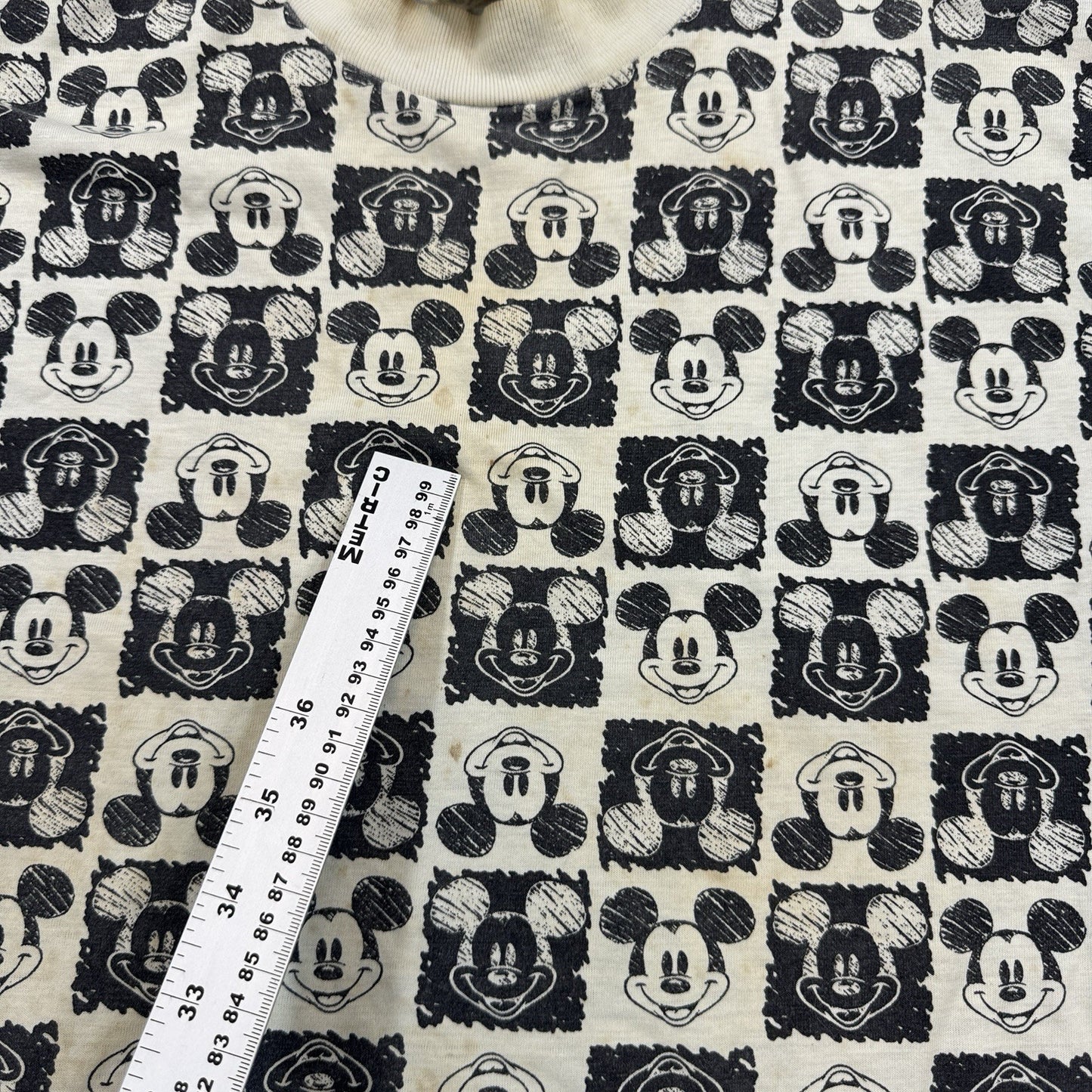 Vintage 90's Mickey Mouse Shirt Womens Small Black White Graphic Checkered