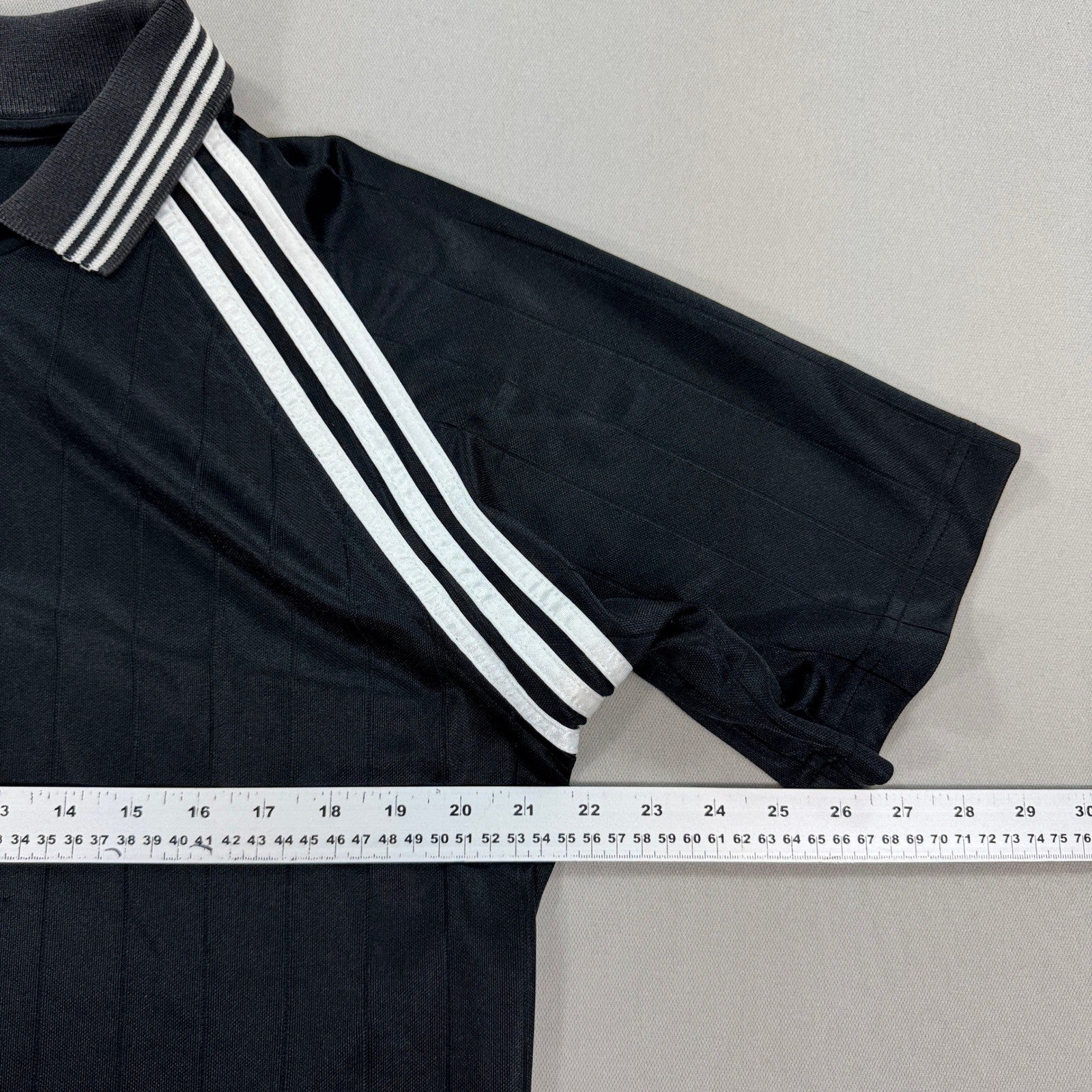 Vintage Adidas Golf Polo Shirt Men's Small Black Pinstripe Short Sleeve Trefoil