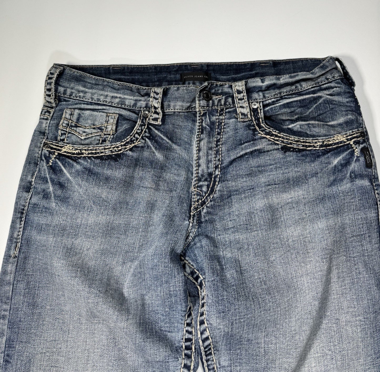 Silver Jeans Gordie Loose Fit Straight Leg Mens 38x32 Blue Relaxed