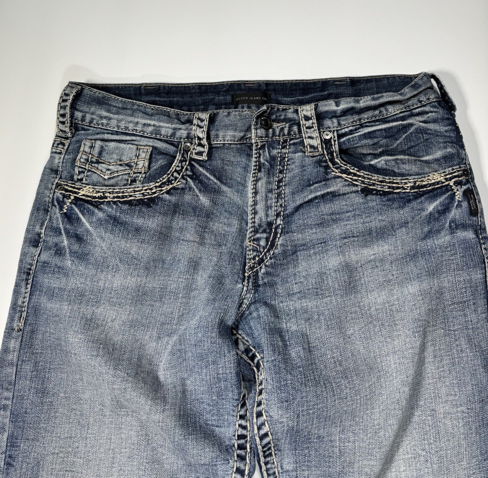 Silver Jeans Gordie Loose Fit Straight Leg Mens 38x32 Blue Relaxed