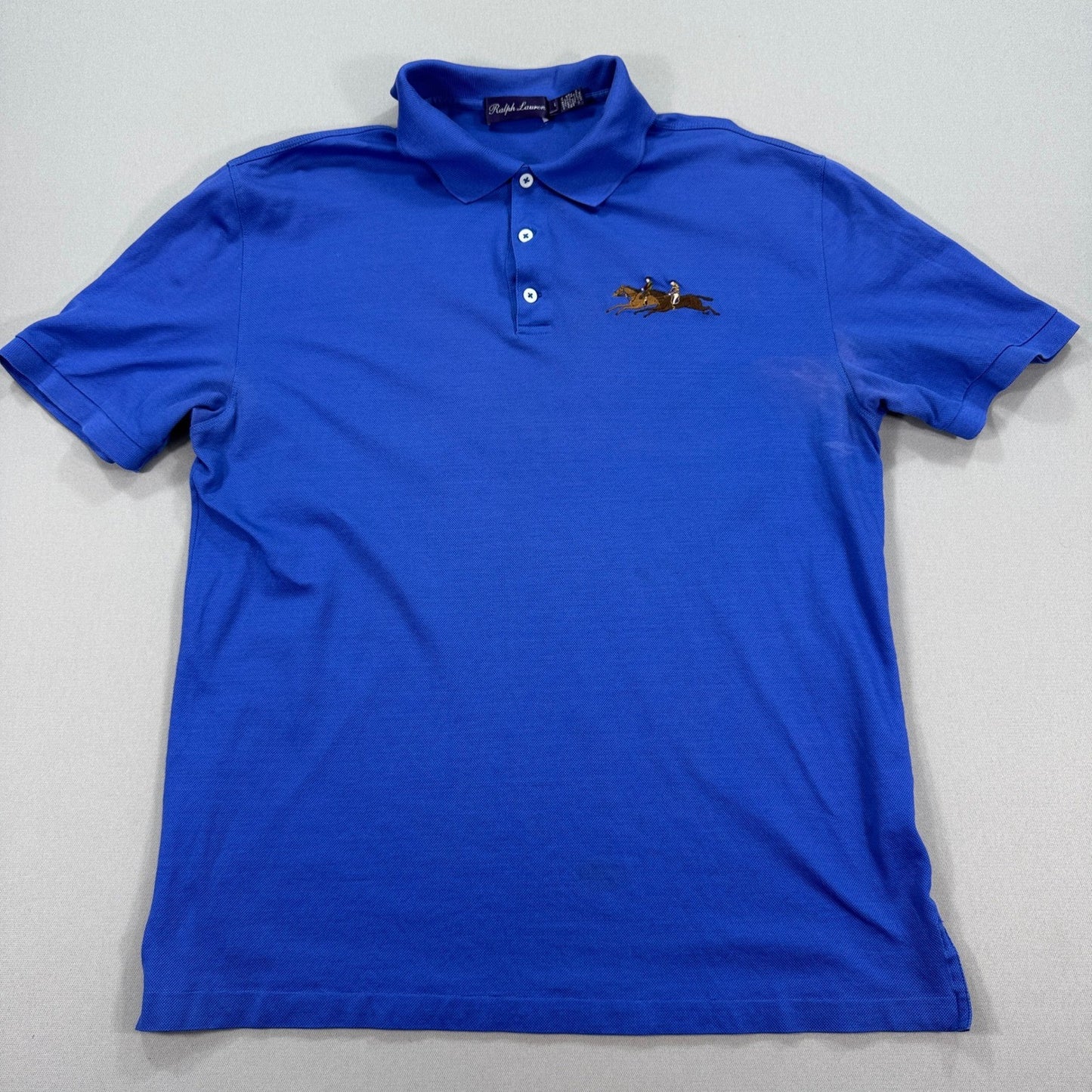 Polo Ralph Lauren Purple Label Polo Shirt Blue mens Large Made In Italy
