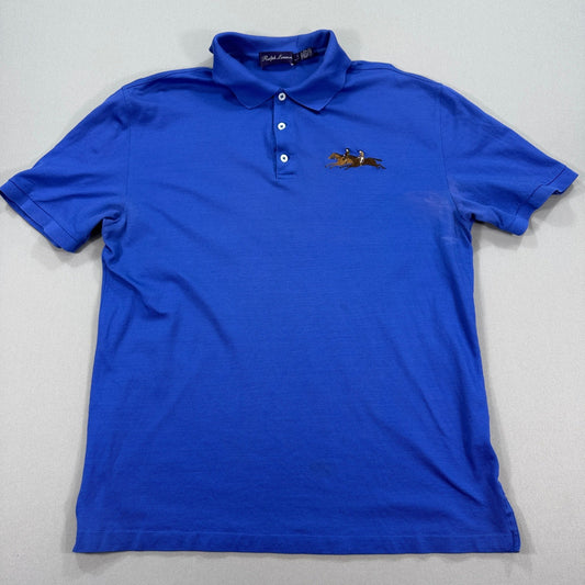 Polo Ralph Lauren Purple Label Polo Shirt Blue mens Large Made In Italy