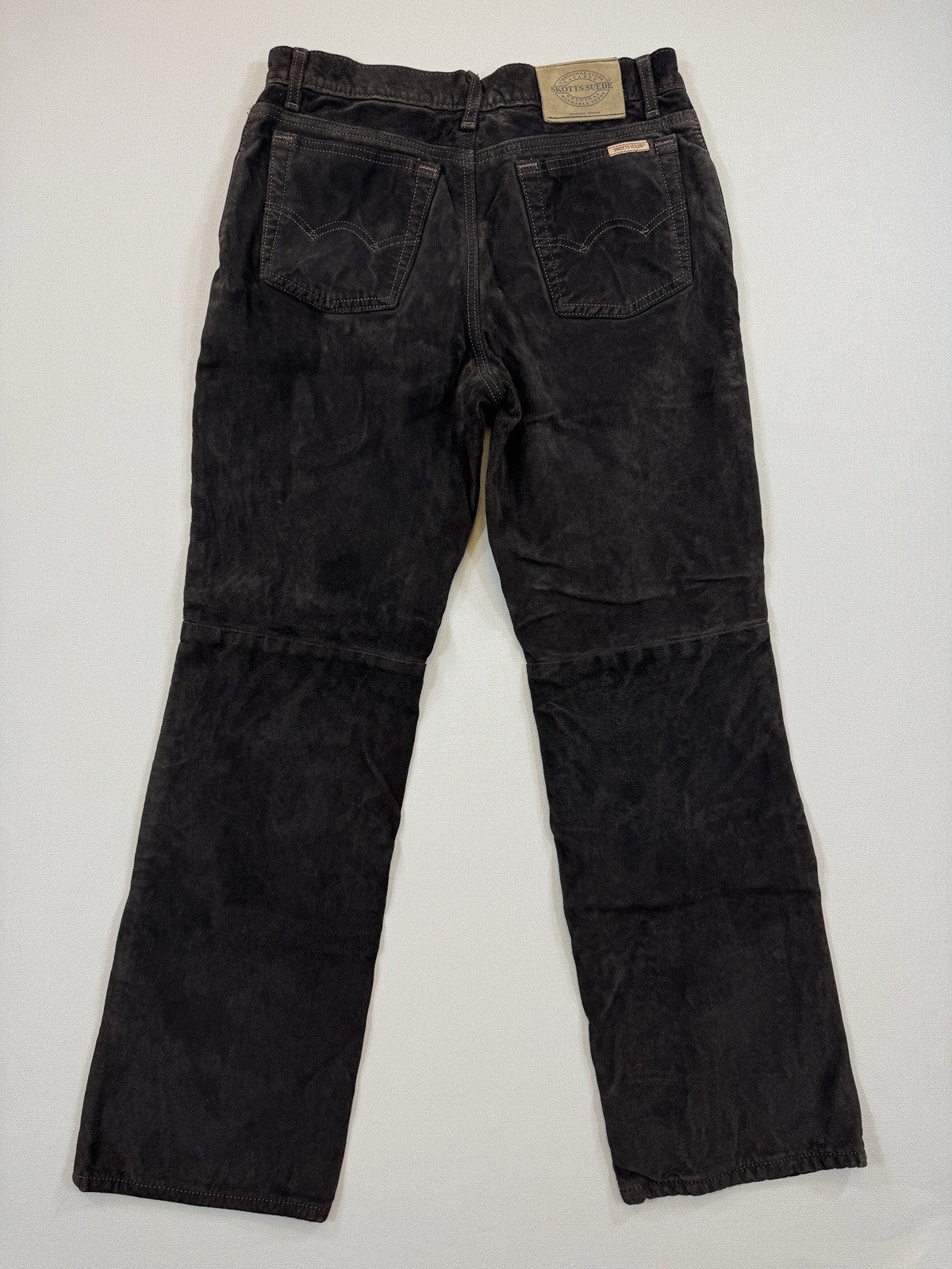 Skotts Suede Straight Leg 100% Leather mens Size 32 Black Denim Made In Canada