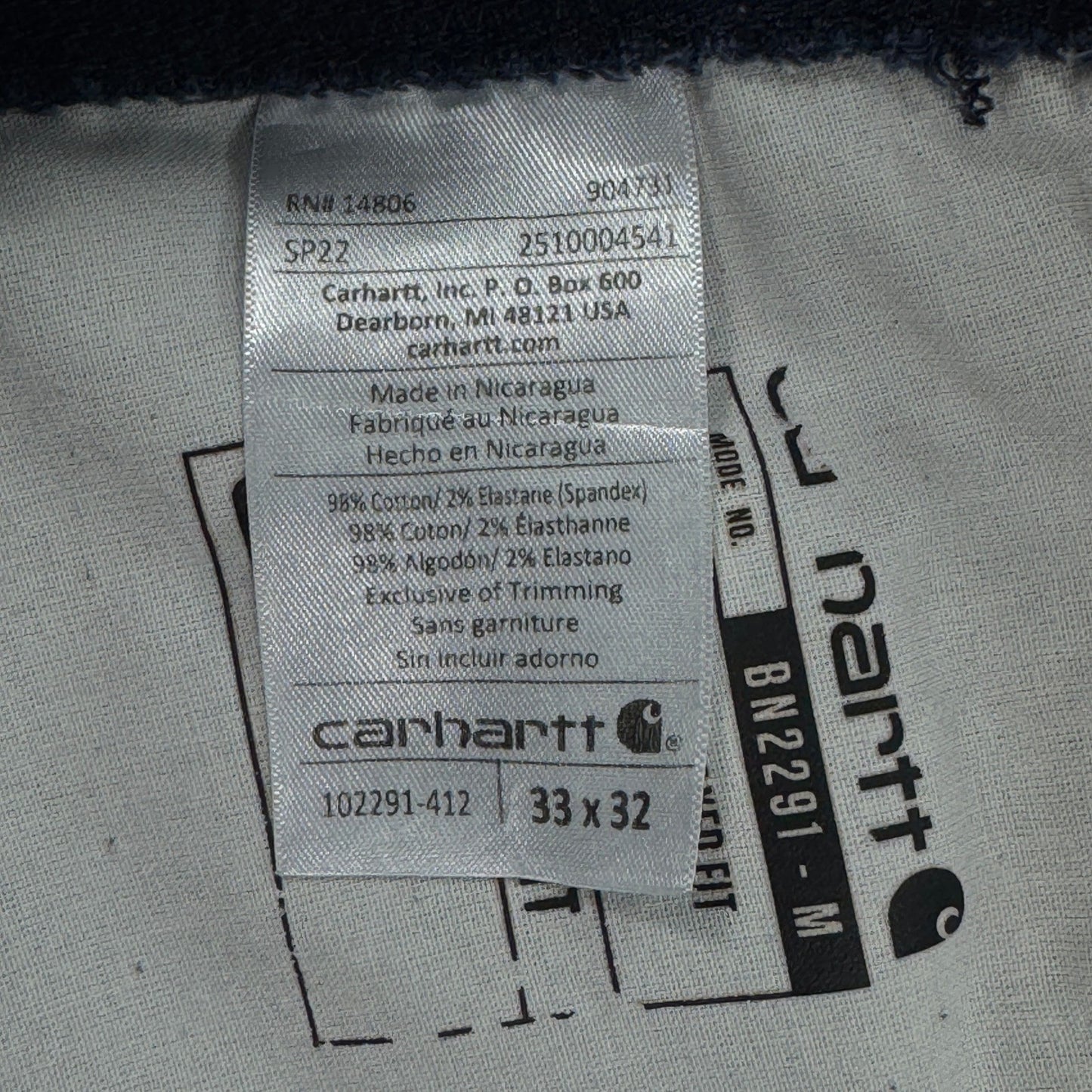 Carhartt Rugged Flex Canvas Work Pants Relaxed Fit mens 33x32 Navy Blue Utility