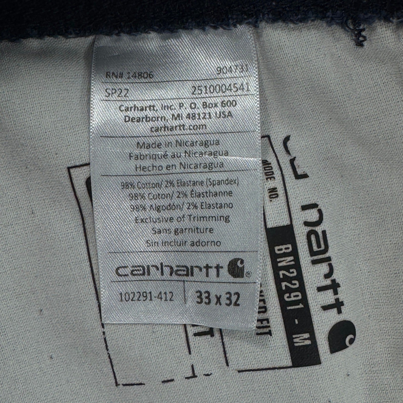 Carhartt Rugged Flex Canvas Work Pants Relaxed Fit mens 33x32 Navy Blue Utility