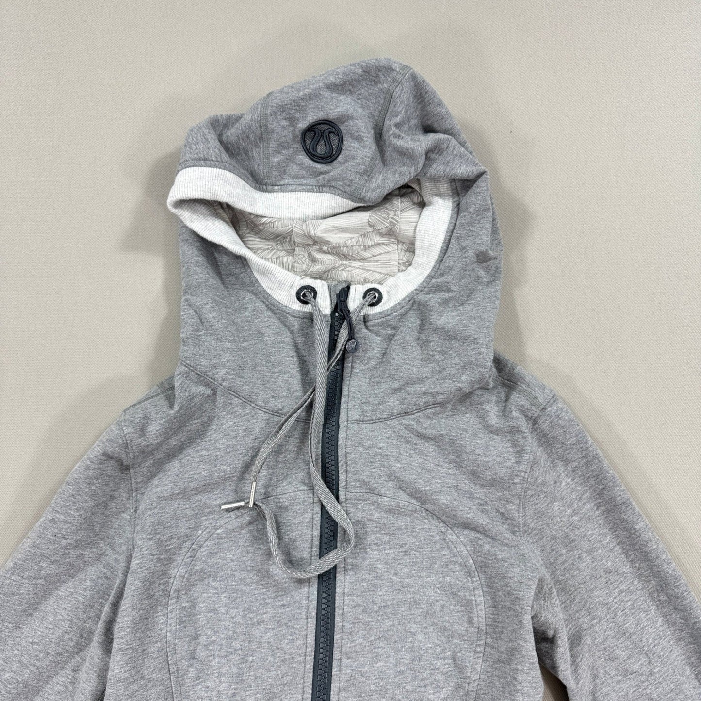 Lululemon Athletica Hoodie Full Zip Jacket Womens Sz 10 Gray Thumbholes Pockets