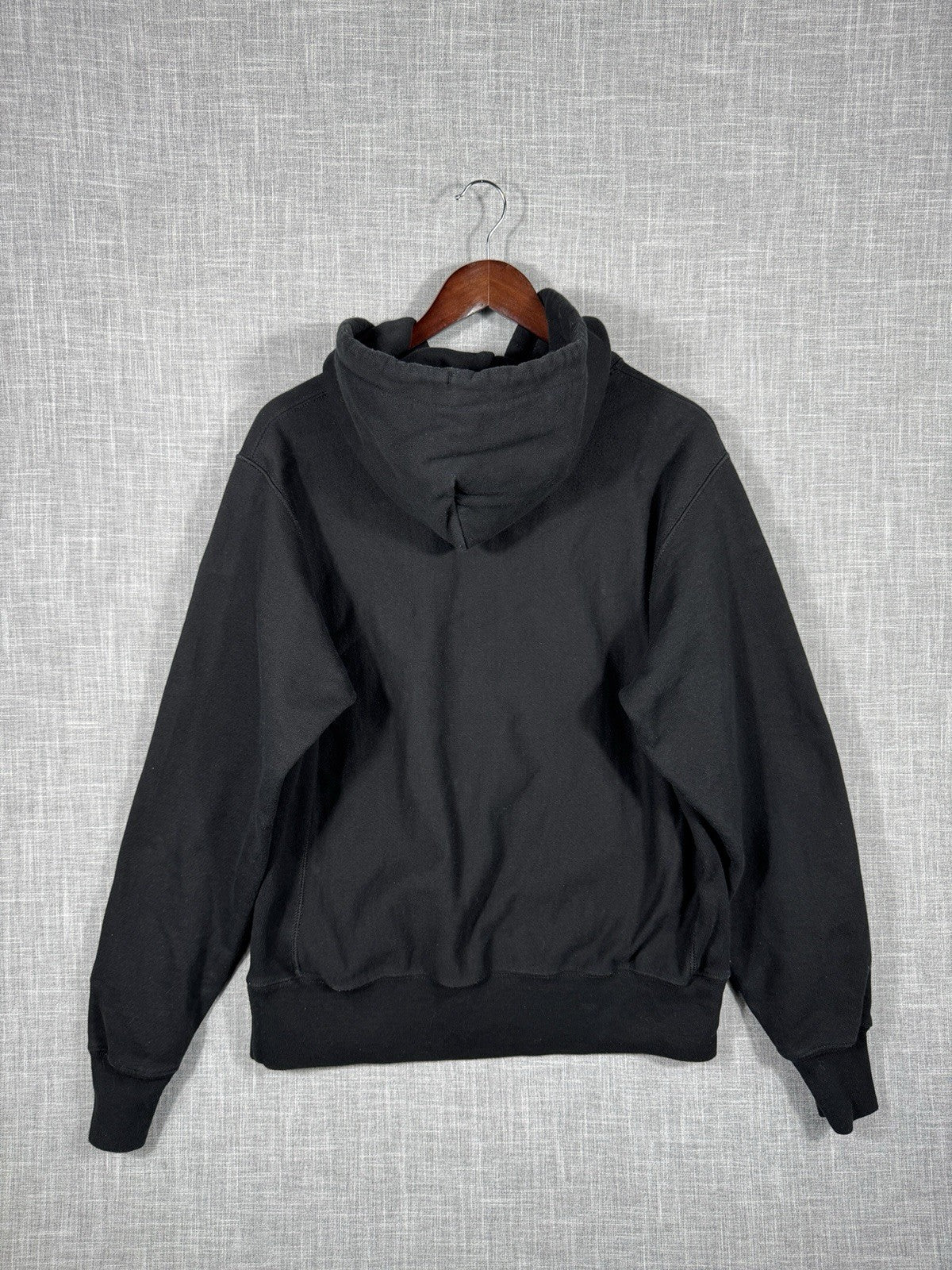 Vintage Champion Reverse Weave Black Hoodie Sweater Embroidered Mens Medium