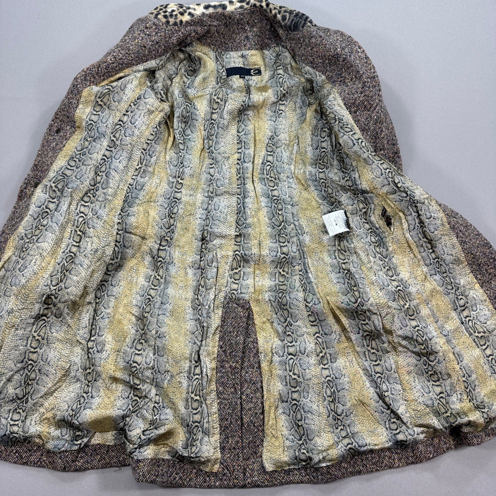 Roberto Cavalli Virgin Wool Long Coat Womens Sz 40 Lined Snap Buttons Authentic