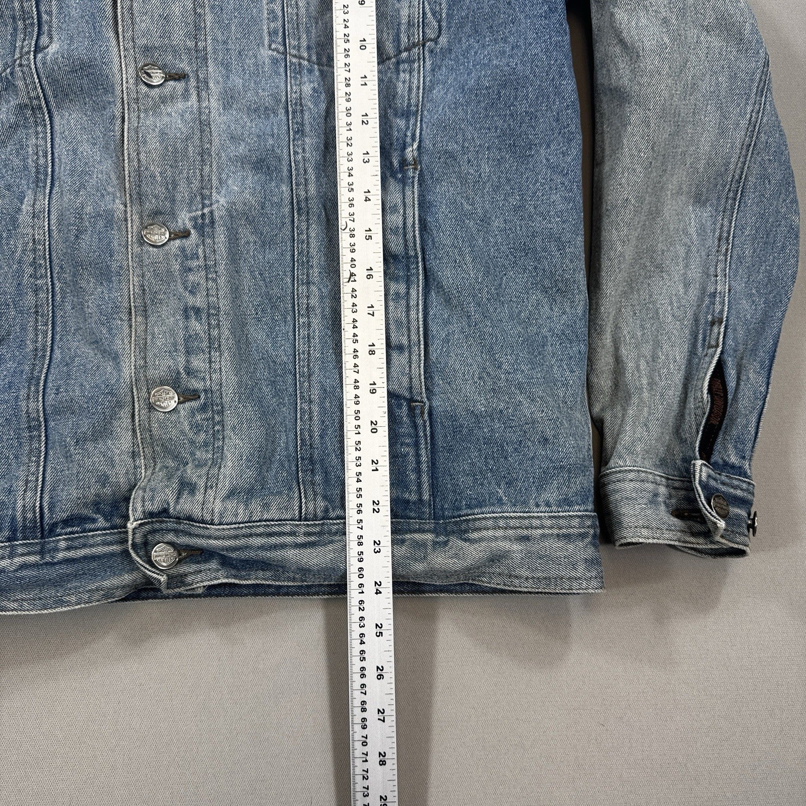 Harley Davidson Jean Jacket V-Twin Power mens Large Denim Fleece Lined 2006