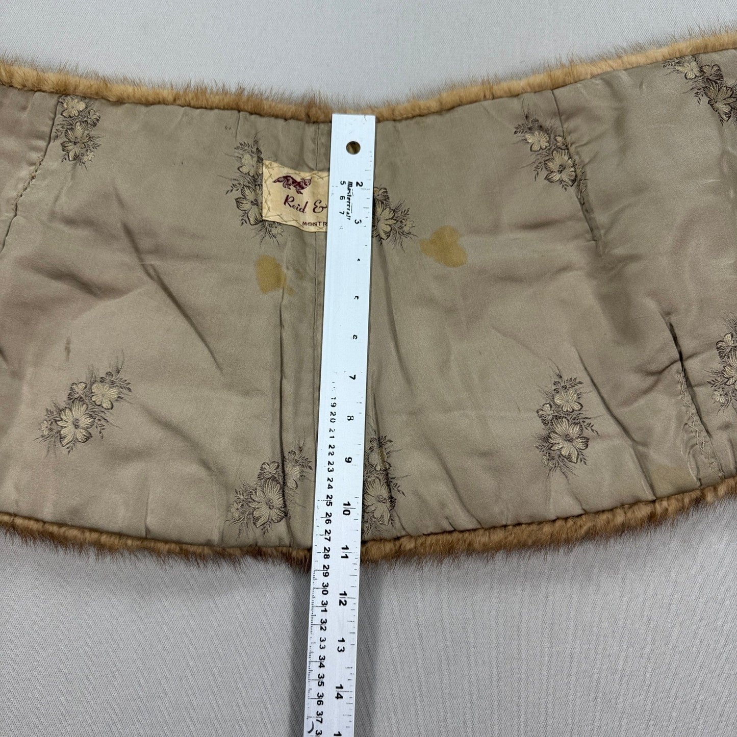 Vintage Reid & Forte Mink Fur Collar Shawl Brown Womens Elegant