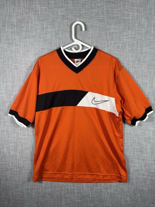 Vintage 90s Nike T-shirt Big swoosh Orange Size Medium Made In U.S.A