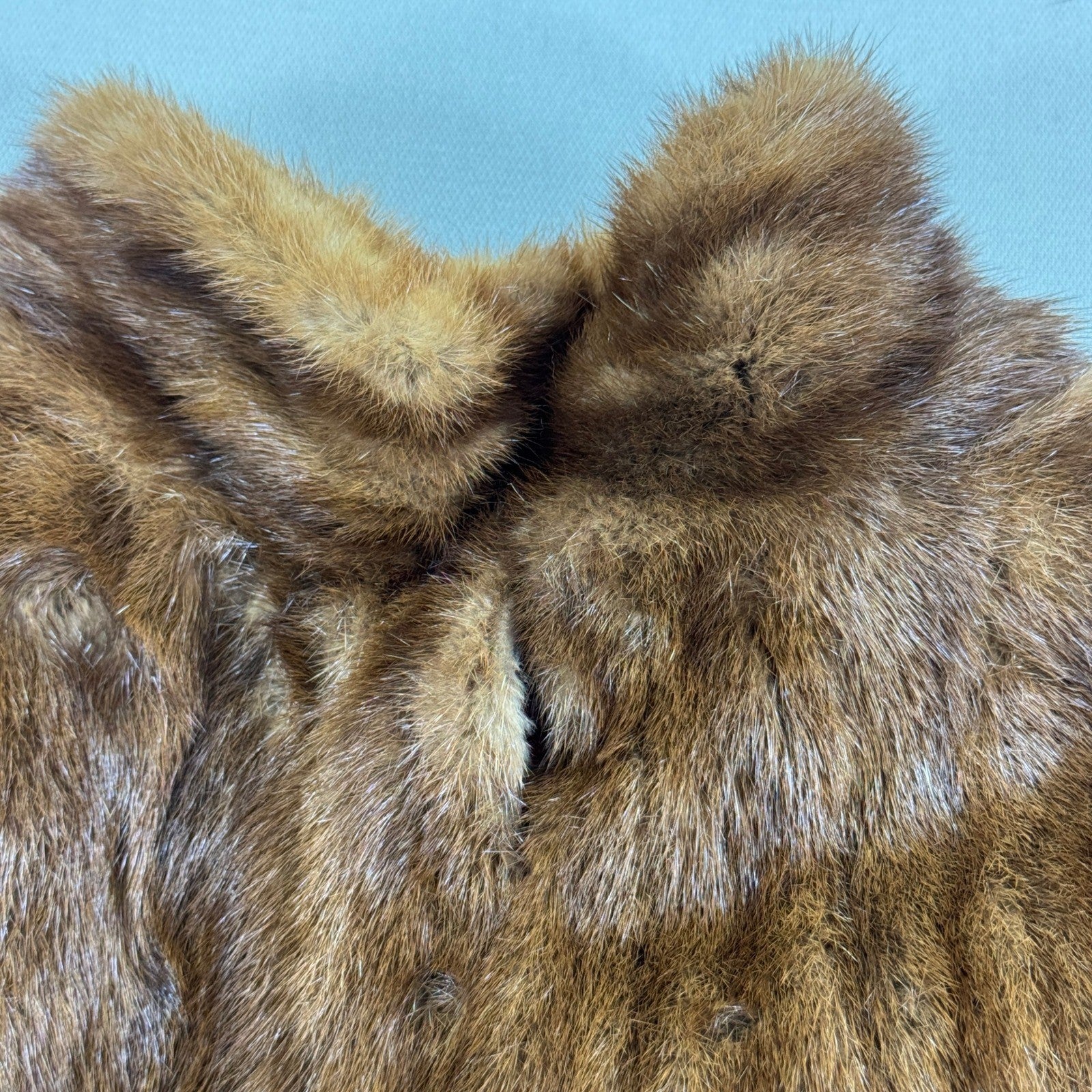 Vintage Samuel Silver Montreal Mink Fur Stole Caplet Cape Jacket Brown Red Lined