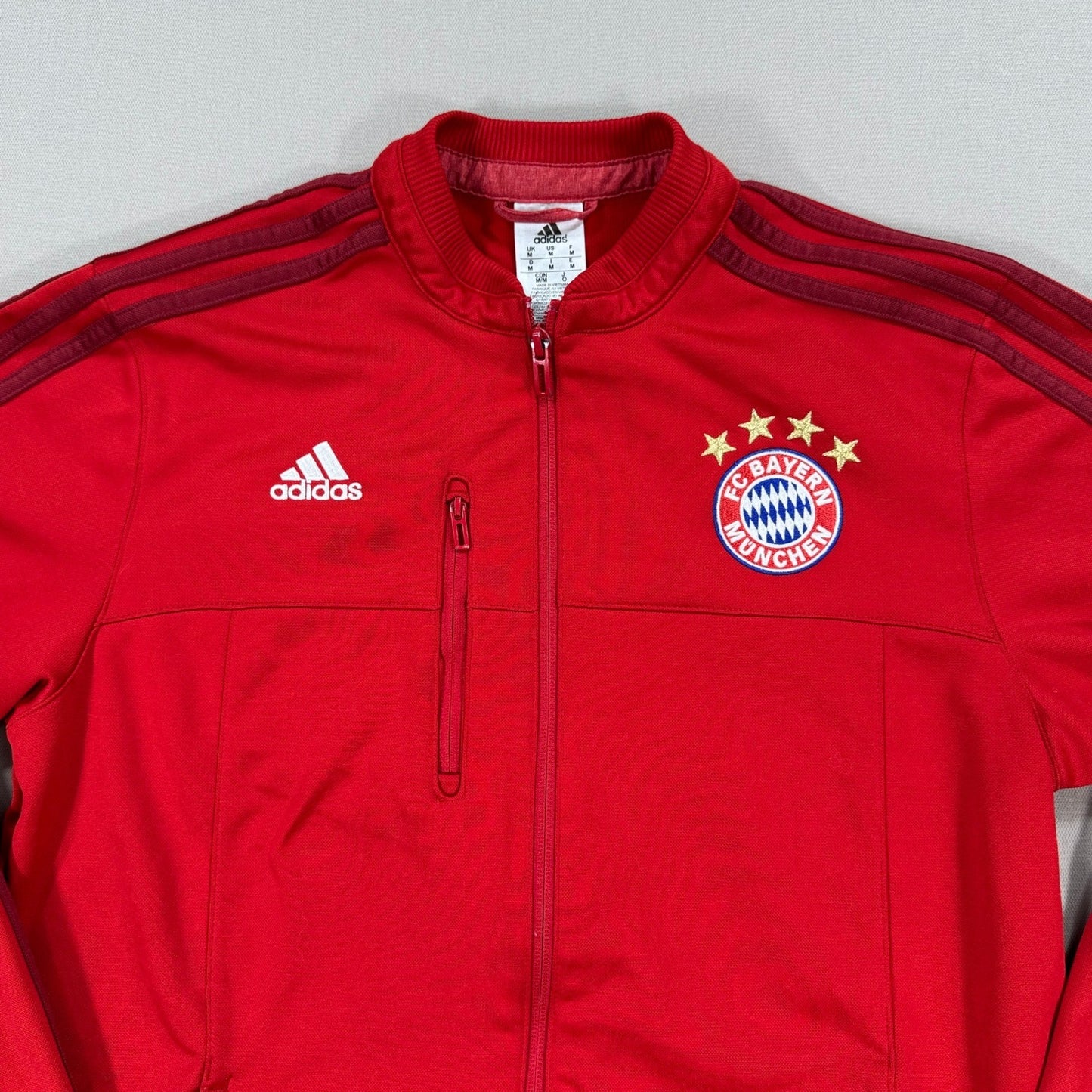 Adidas FC Bayern Munich Track Jacket Red Full Zip Embroidered Soccer Mens Size M