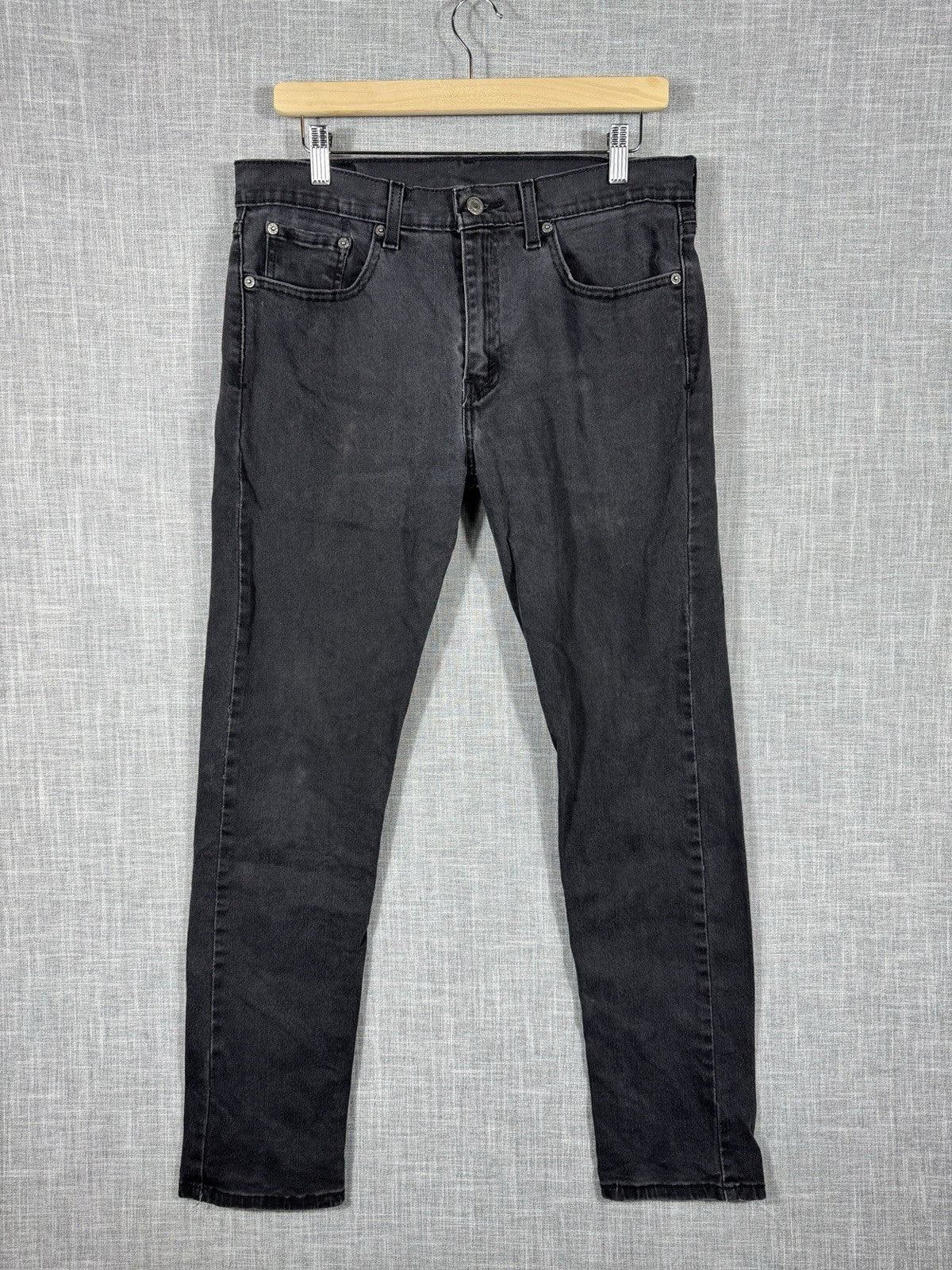 Levi Strauss 502 Straight Stretch Black Jeans Dark Wash Mens 32x32