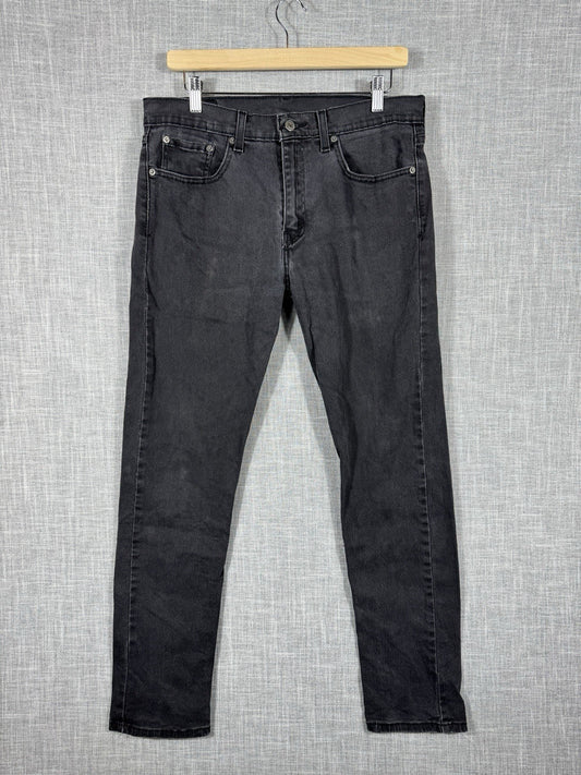 Levi Strauss 502 Straight Stretch Black Jeans Dark Wash Mens 32x32