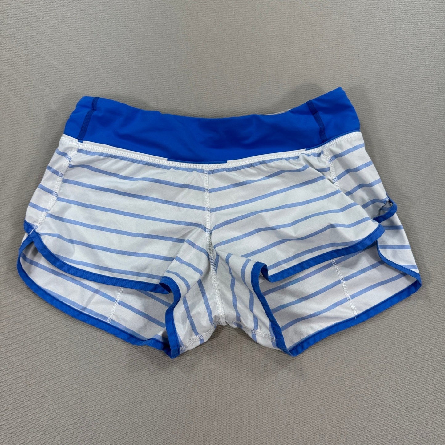 Lululemon Run Speed Shorts Stretch Womens Size 4 Blue White Striped