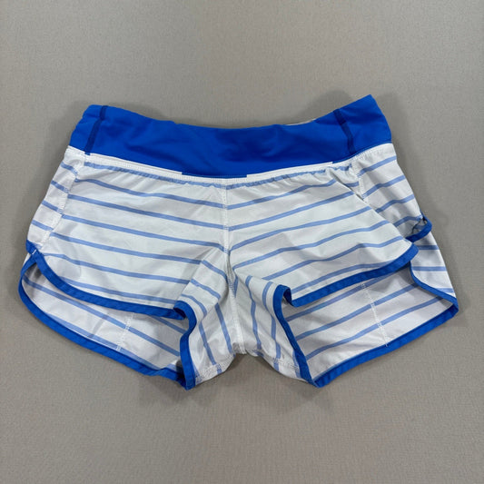Lululemon Run Speed Shorts Stretch Womens Size 4 Blue White Striped