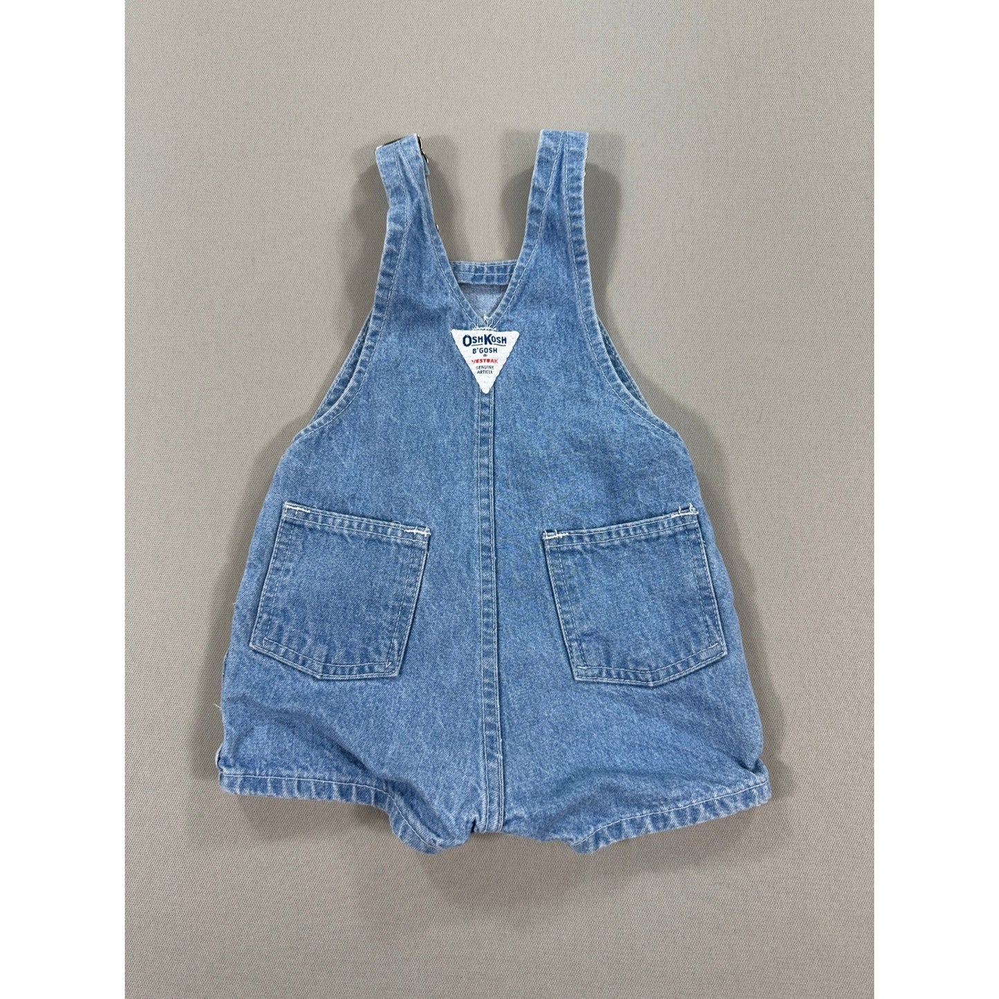 Vintage OshKosh B'gosh Bubble Vestbak Romper Baby Girl's Size 24M Denim