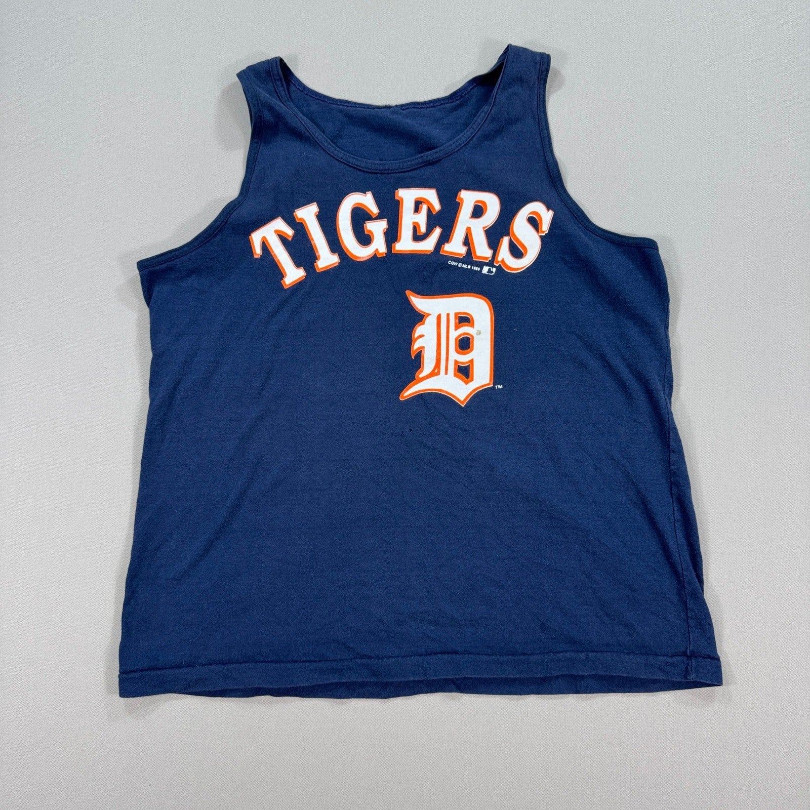 Vintage 80s Detroit Tigers Tank Top mens Large 1989 MLB Blue