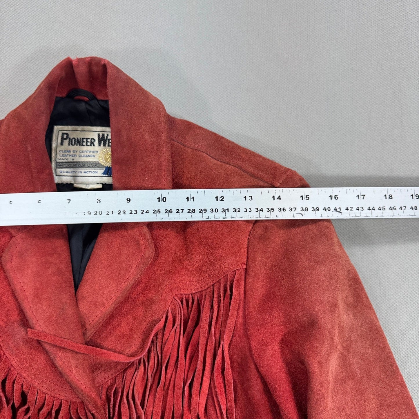 Vintage Pioneer Wear Suede Fringe Jacket Womens Sz 8 Red Cropped Western 70s/80s