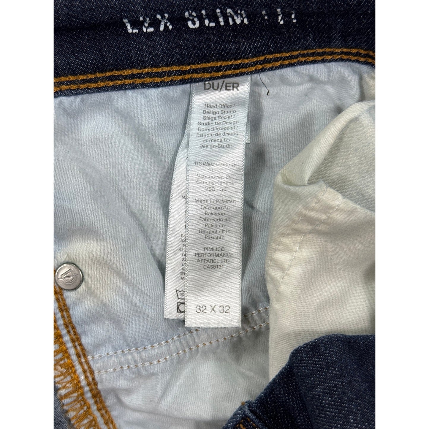 DUER L2X Slim Fit Jeans mens 32x32 Dark Wash Denim Casual Comfort Stretch