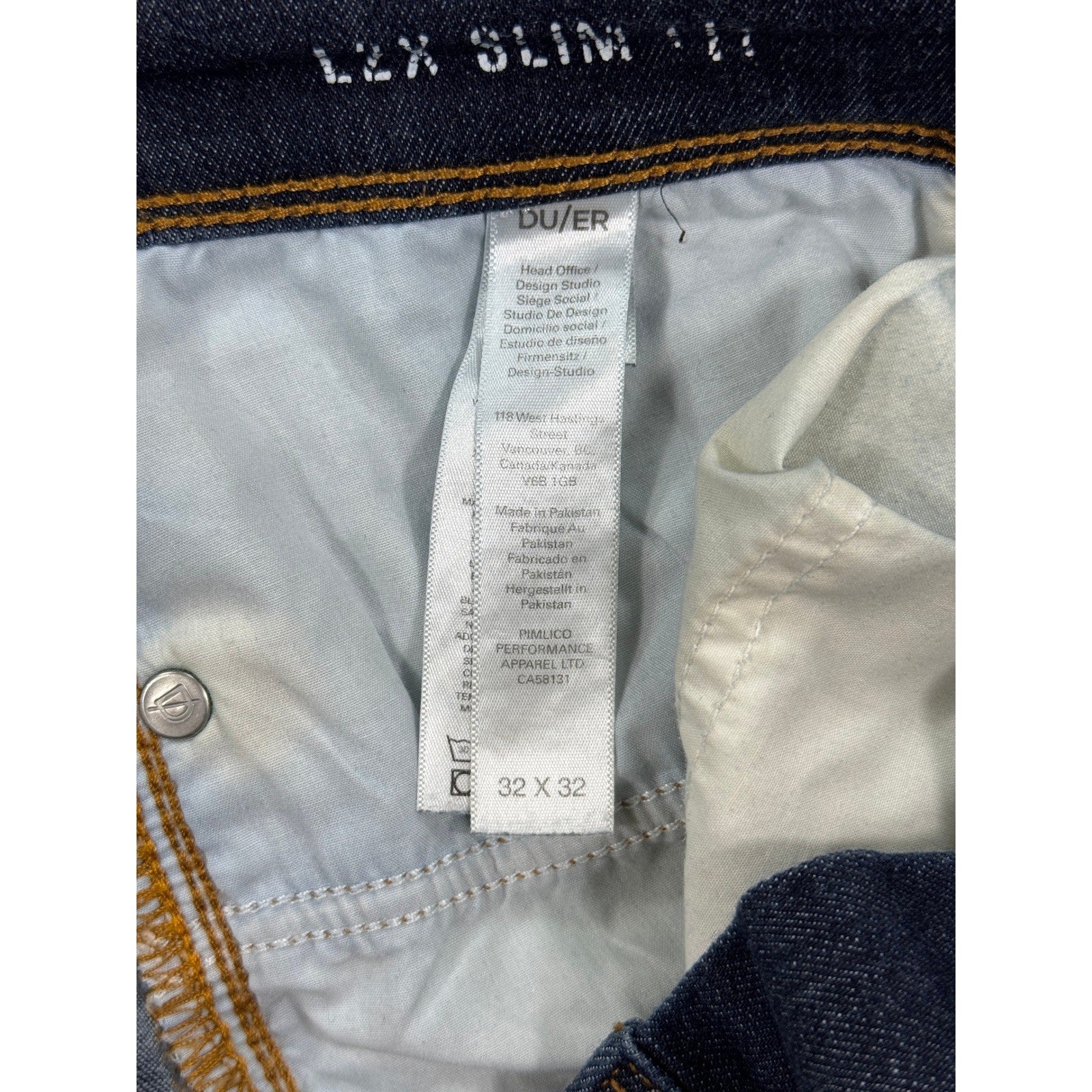 DUER L2X Slim Fit Jeans mens 32x32 Dark Wash Denim Casual Comfort Stretch