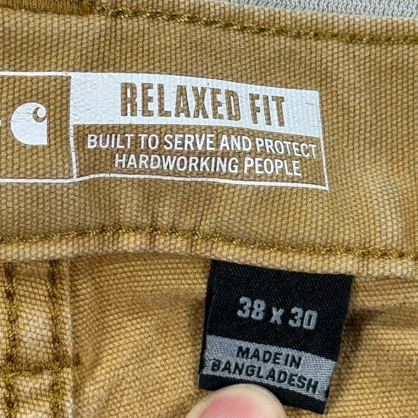 Carhartt Carpenter Work Pants Rugged Flex Relaxed Fit mens 38x30 Brown Canvas