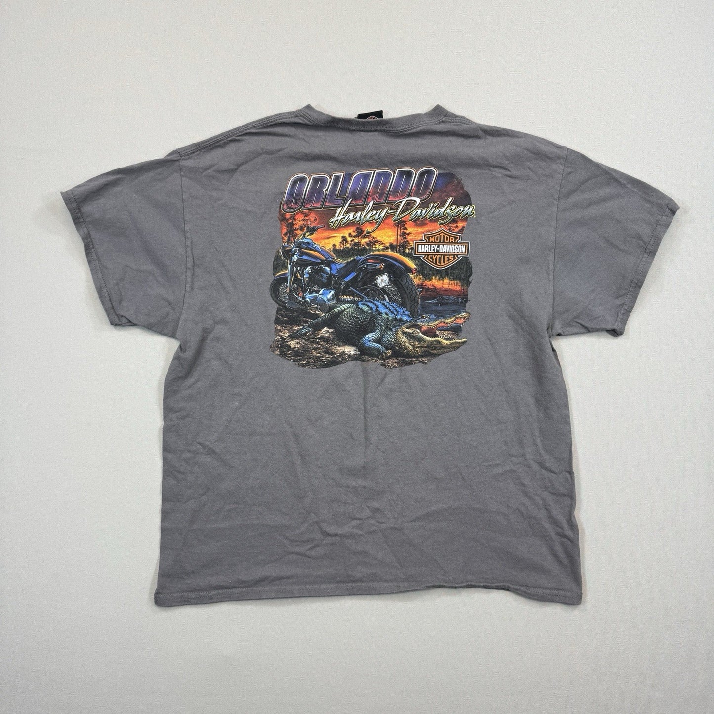 Harley Davidson Motorcycles T-Shirt mens S/M Gray Orlando Alligator