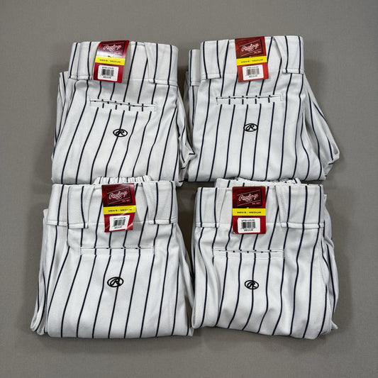 NWT Rawlings Baseball Pants 4x mens Medium Black White Pinstripe Semi-Relaxed