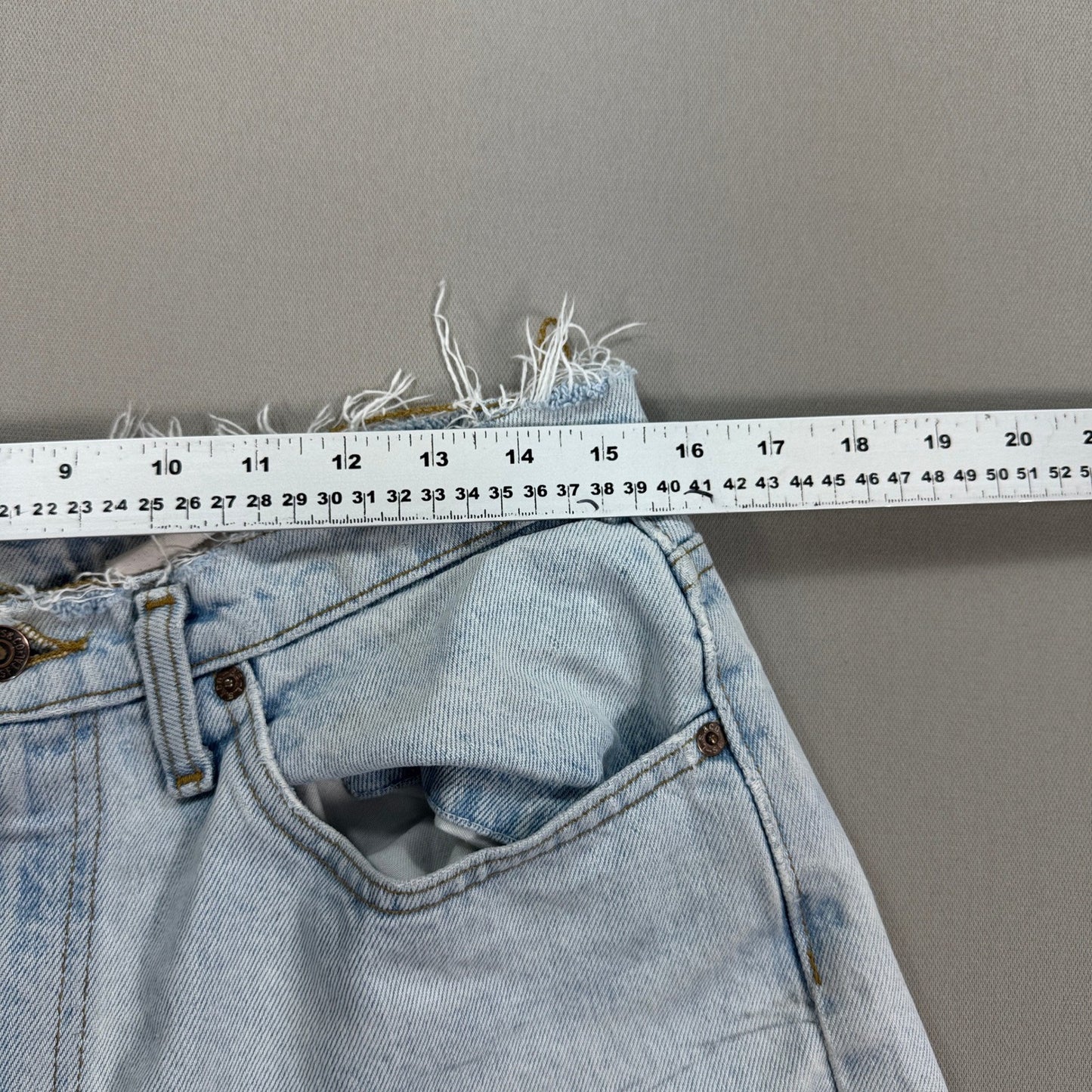 Levi's 535 Jean Shorts Womens Size 33 Light Wash Distressed Cut Off USA Made