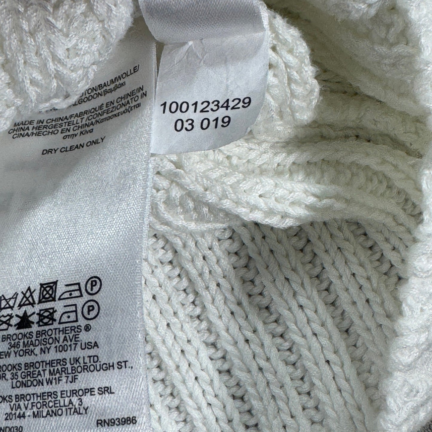 Brooks Brothers Cable Knit Sweater Womens Medium White Cotton Blend Crewneck