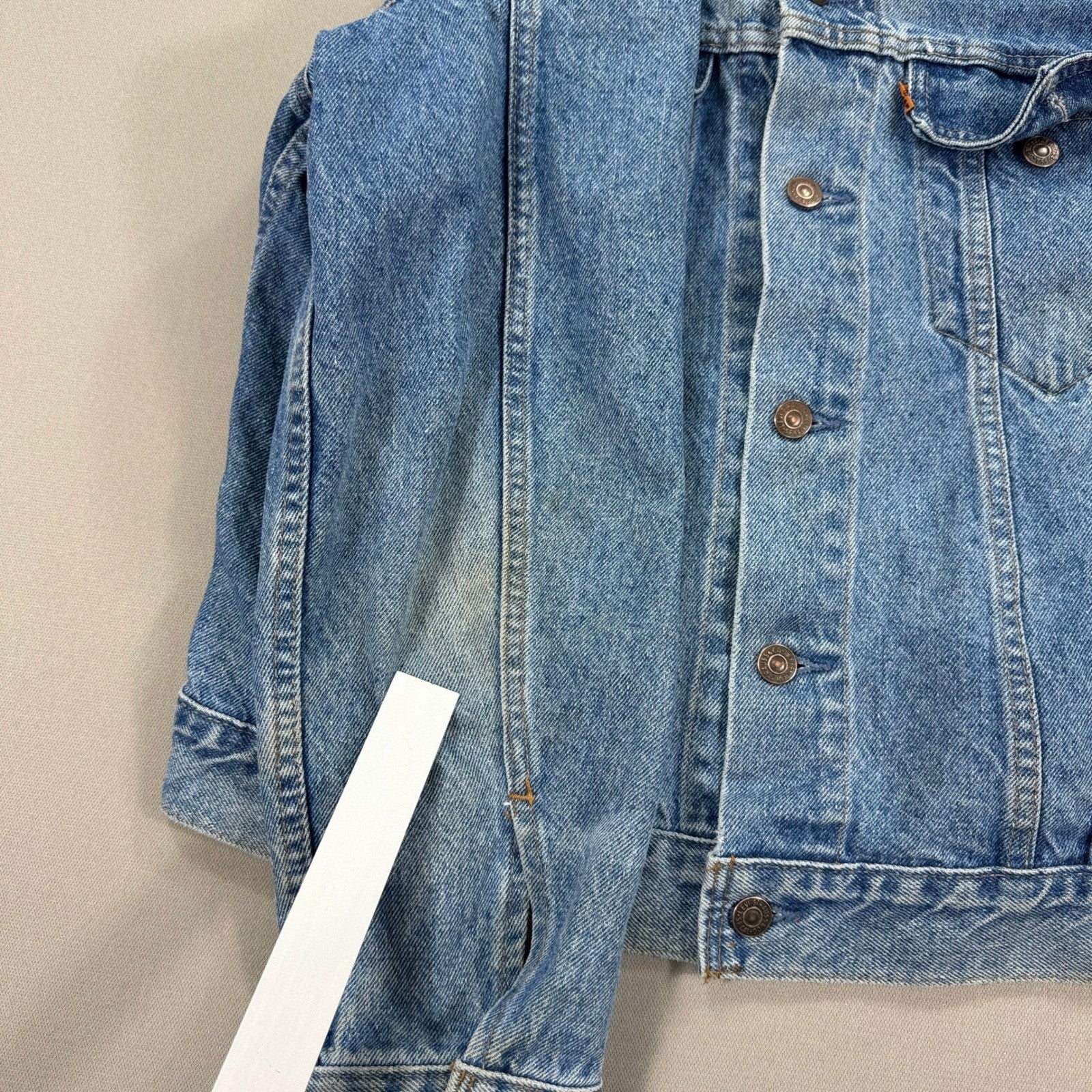 Vintage Levi's 75505-0212 Denim Jacket mens Sz 40 Blue Orange Tab Canada Made