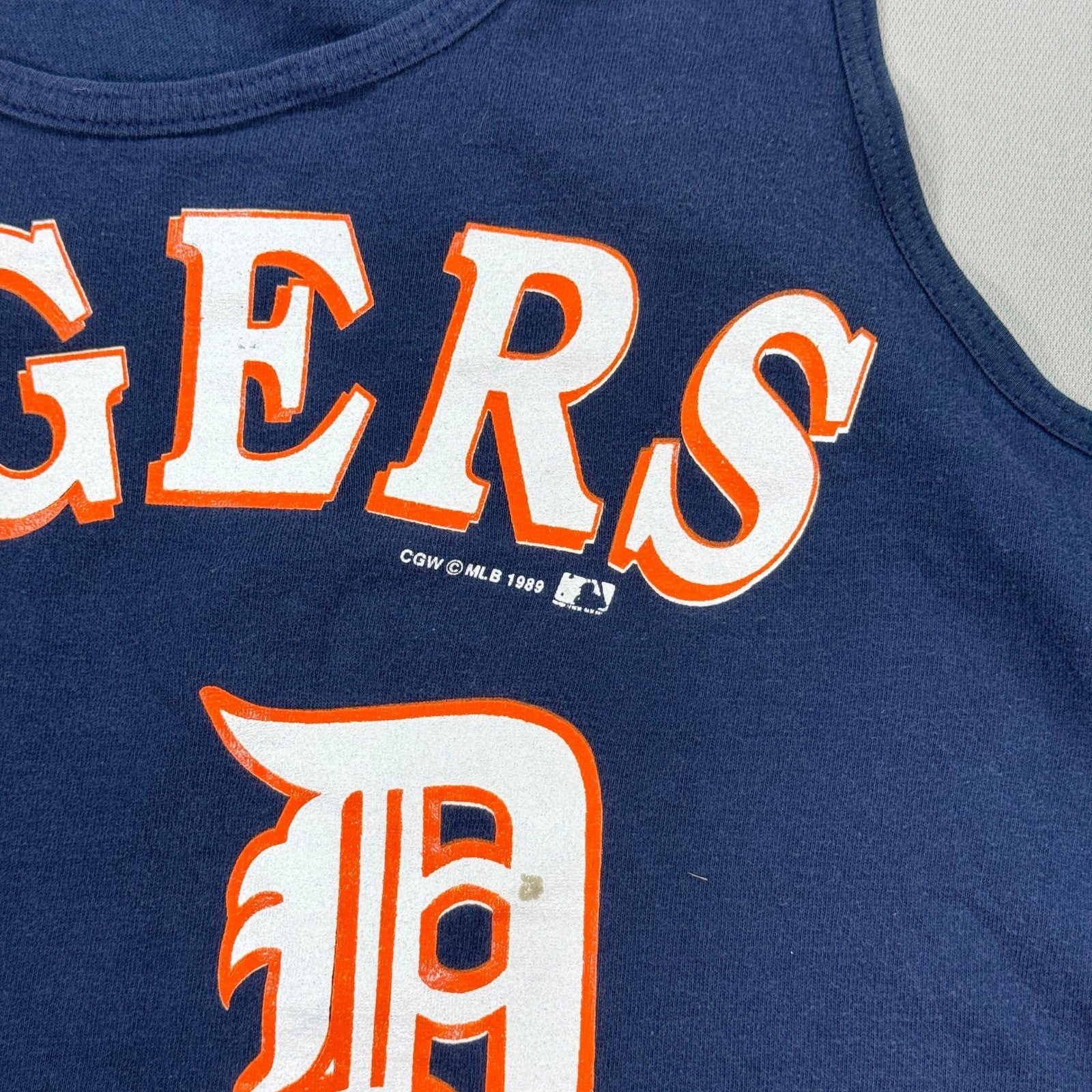 Vintage 80s Detroit Tigers Tank Top mens Large 1989 MLB Blue