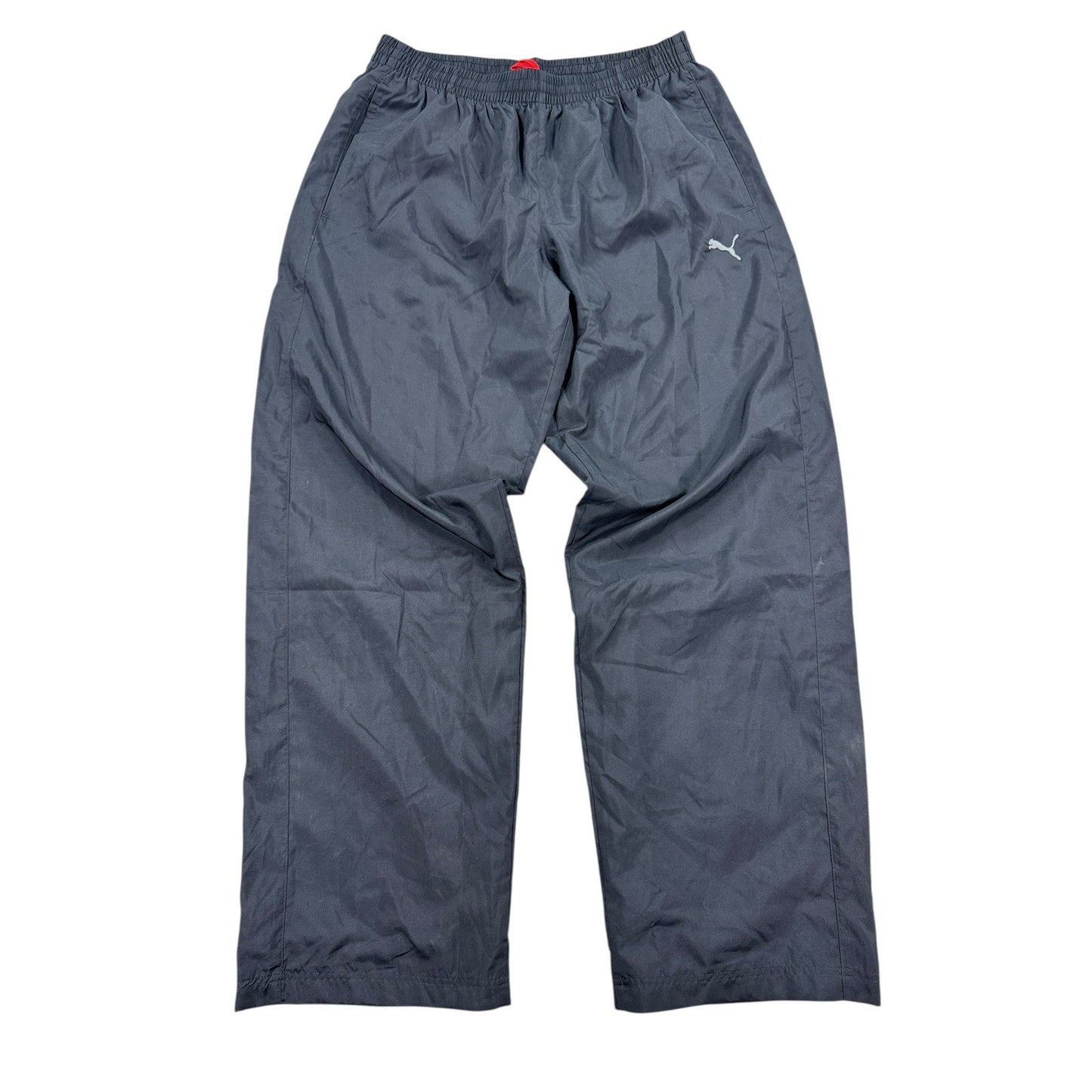 Puma Track Pants Men's Large Black Windbreaker Wide Leg Zipped Ankle Lined