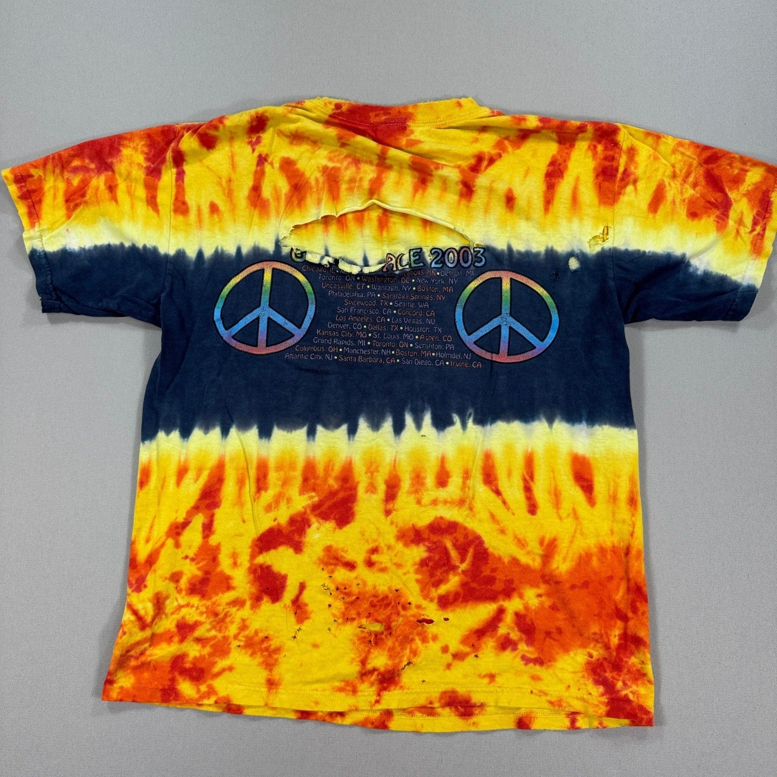 Vintage Neil Young Crazy Horse Band Tour T Shirt Medium Tie Dye Thrashed