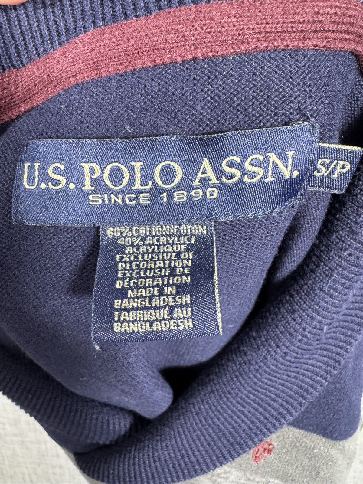 US Polo Assn Acrylic Blend Sweater Two Toned Mens Small