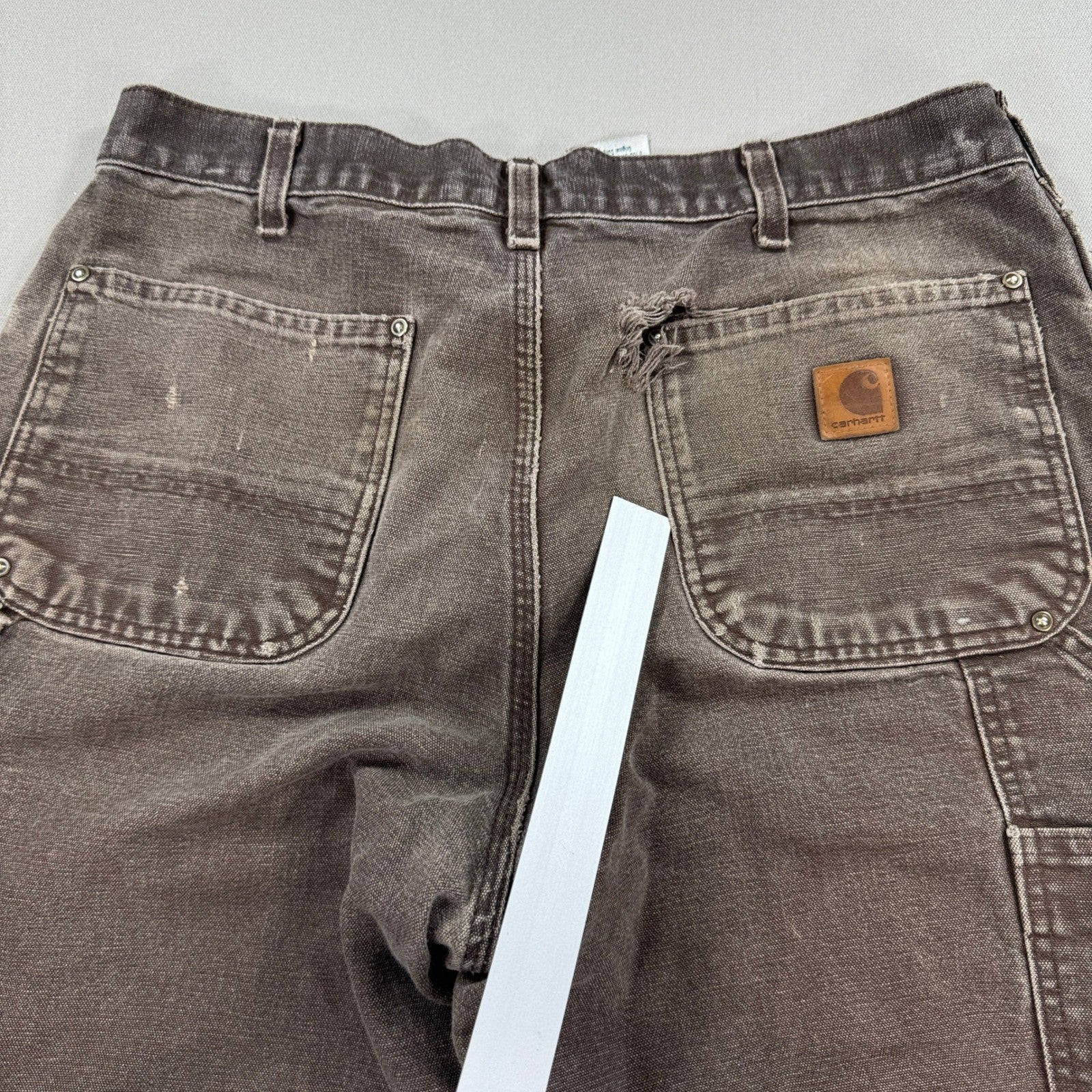 Carhartt B136 Double Knee Pants Dungaree Fit mens 34x34 Brown Carpenter Canvas