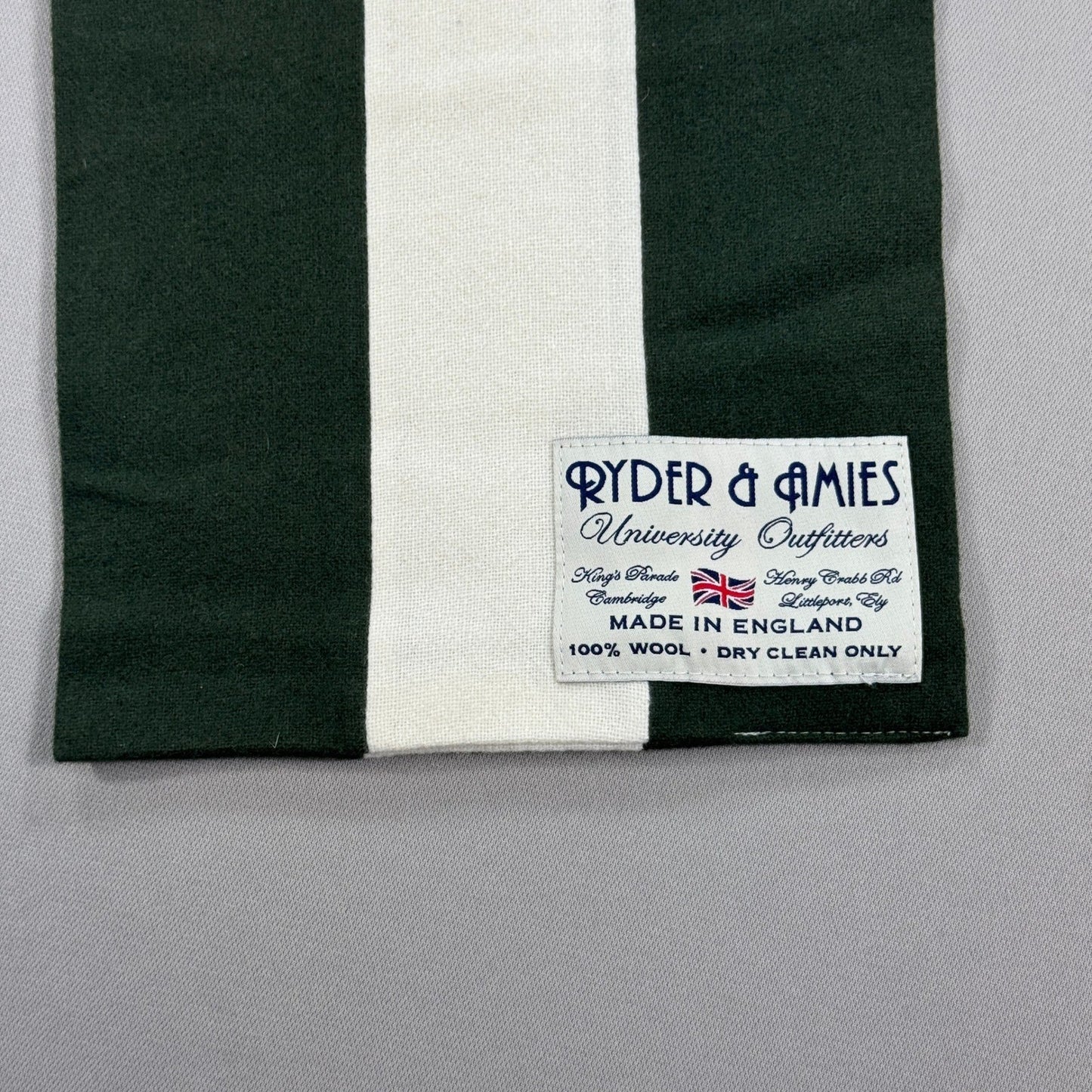 Ryder & Amies University Outfitters Scarf Green White 100% Wool Made In England