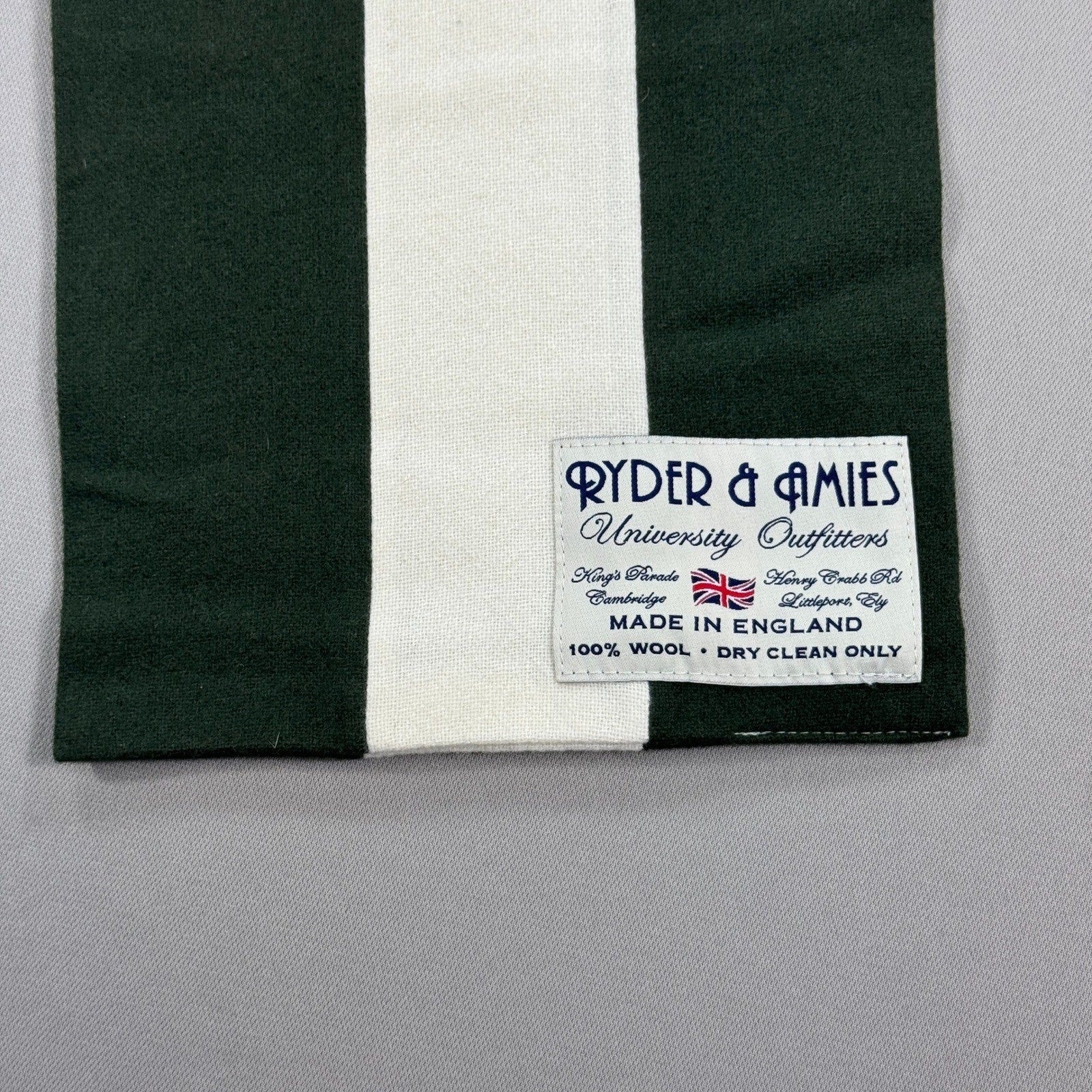 Ryder & Amies University Outfitters Scarf Green White 100% Wool Made In England