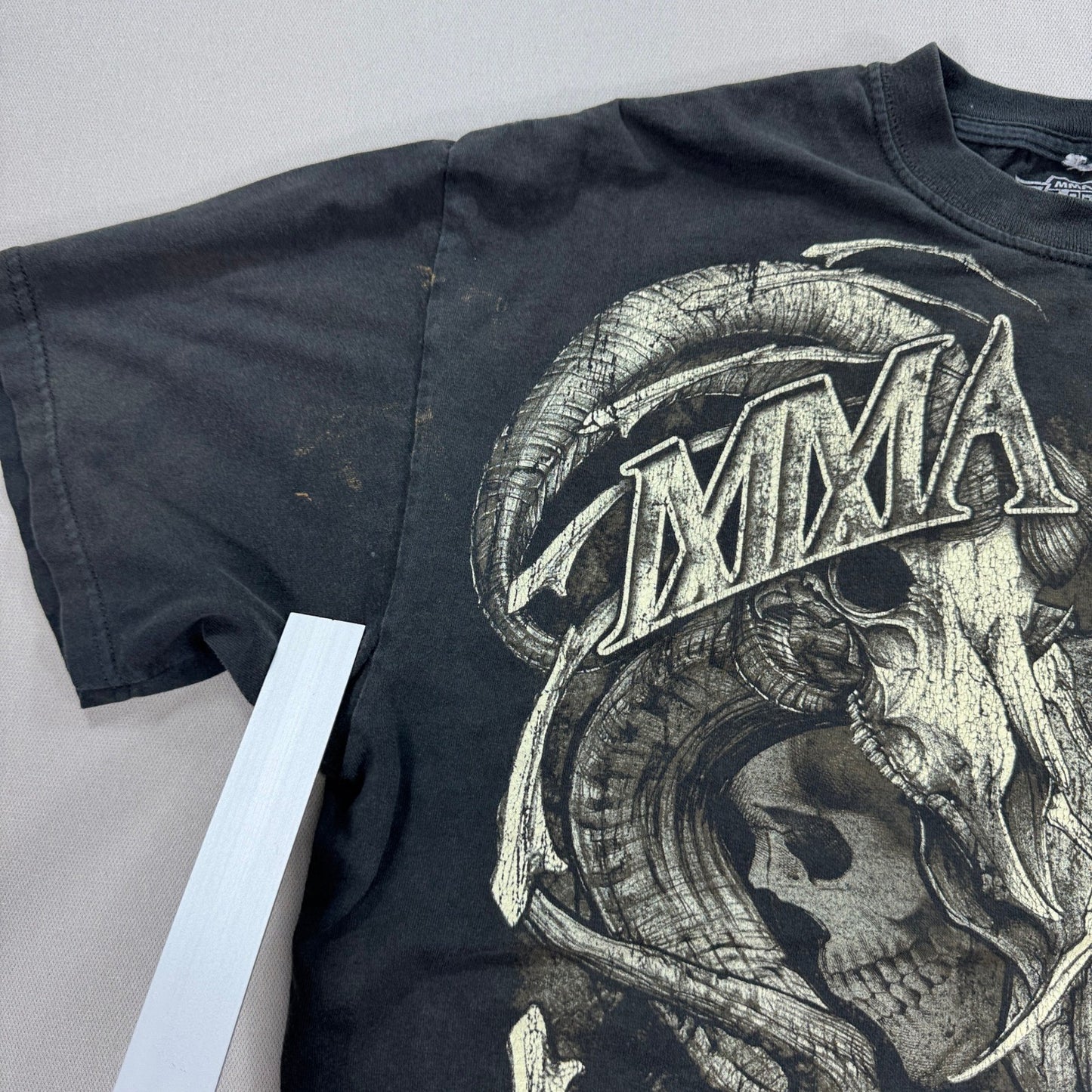MMA Elite T-Shirt mens Large Black Graphic Skull Skeleton Grunge Distressed