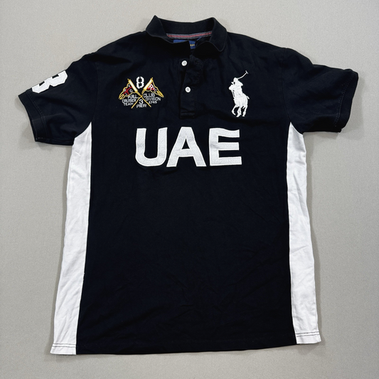 Polo Ralph Lauren Dubai Polo Shirt mens 2XL Black Custom Slim Big Pony Crest