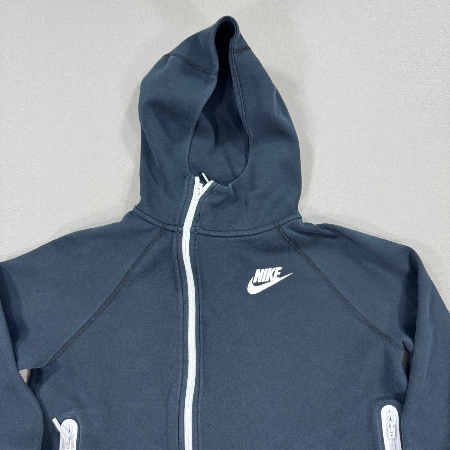 Nike Sportswear Hoodie Jacket Womens Medium Black Full Zip Hooded Asymetrical